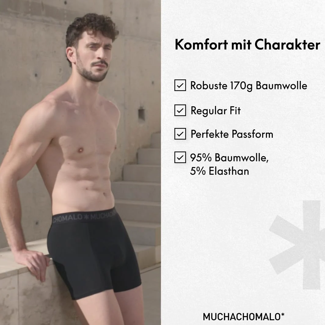 Muchachomalo Calzoncillos para Hombre, Ropa Interior Lisa de Algodón para Hombre, Pack de 10 Unidades, Bóxers Lisos de Corte Clásico con Cintura Elástica