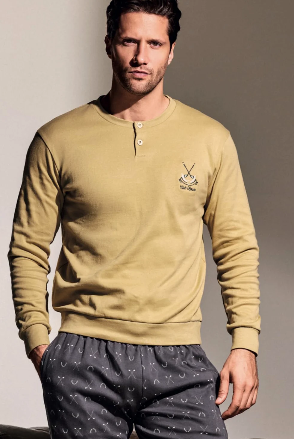 Pijama de hombre cálido de algodón invernal línea Prestige – Pijama de hombre de invierno cálido y suave