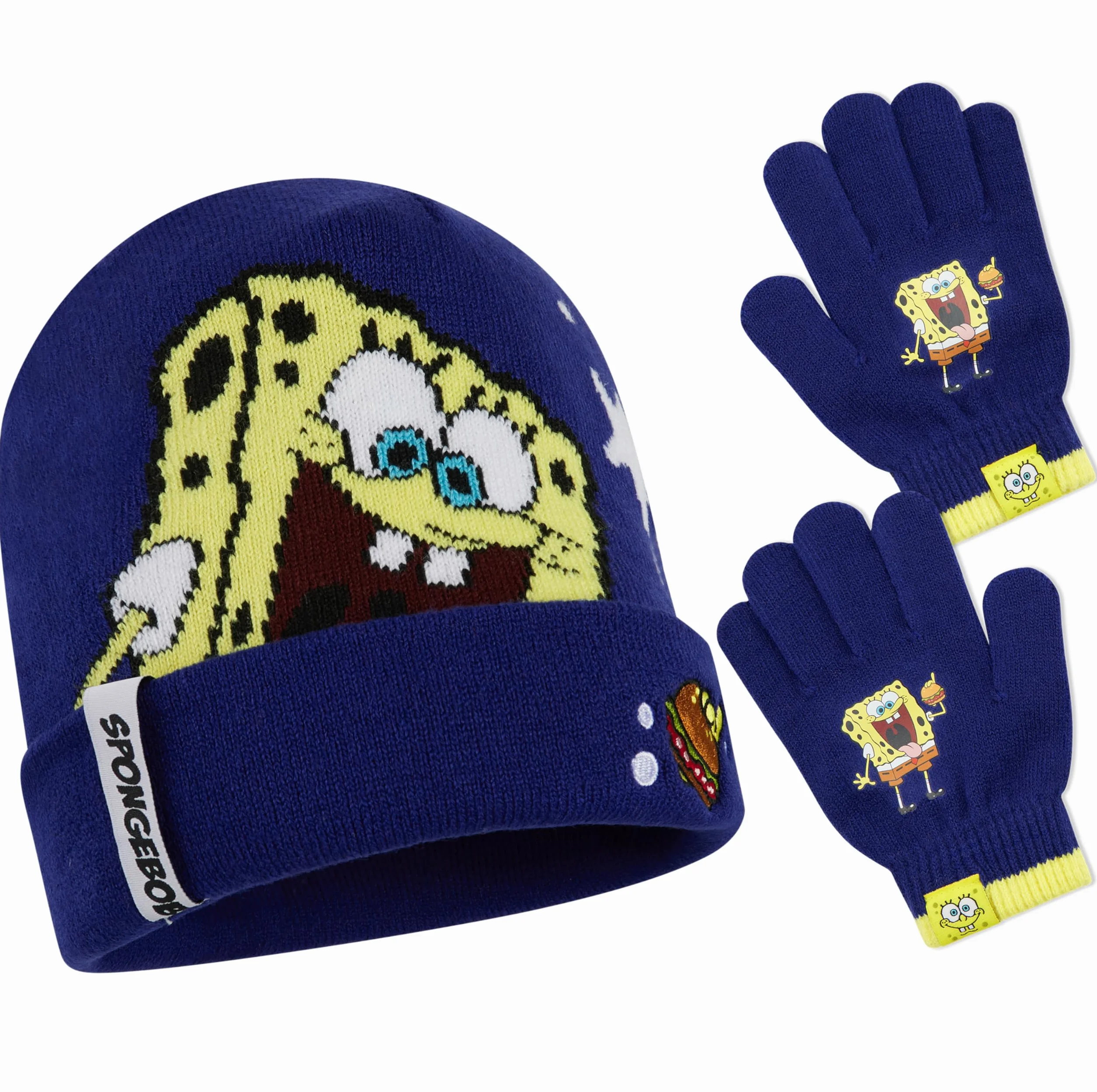 SPONGEBOB SQUAREPANTS Conjunto de Gorro y Guantes para Niños - Regalo Niño
