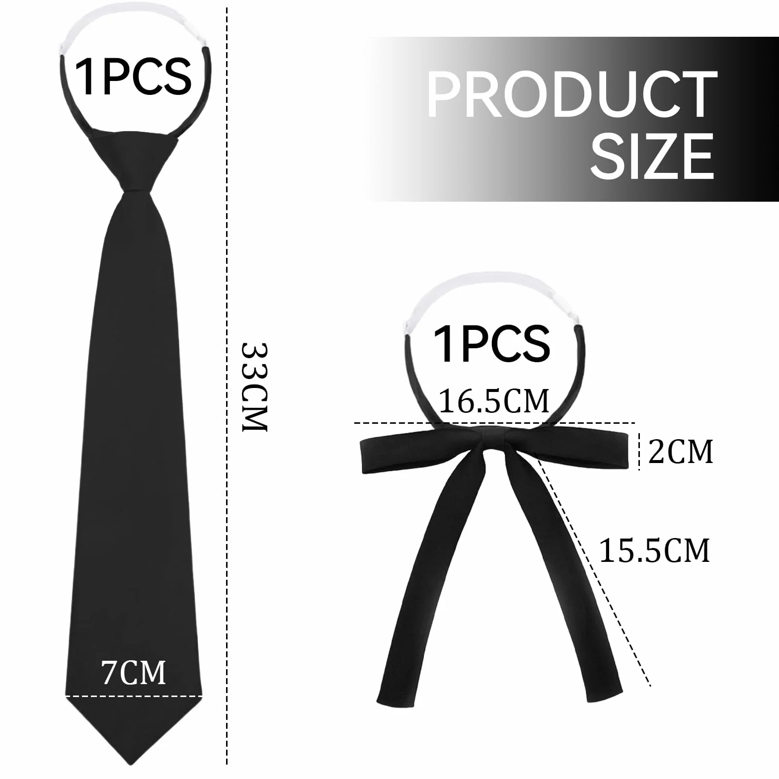 Corbata Ajustable para Niña y Mujer - Corbata Larga de Uniforme con Aspecto de Seda y Banda Elástica Brillante