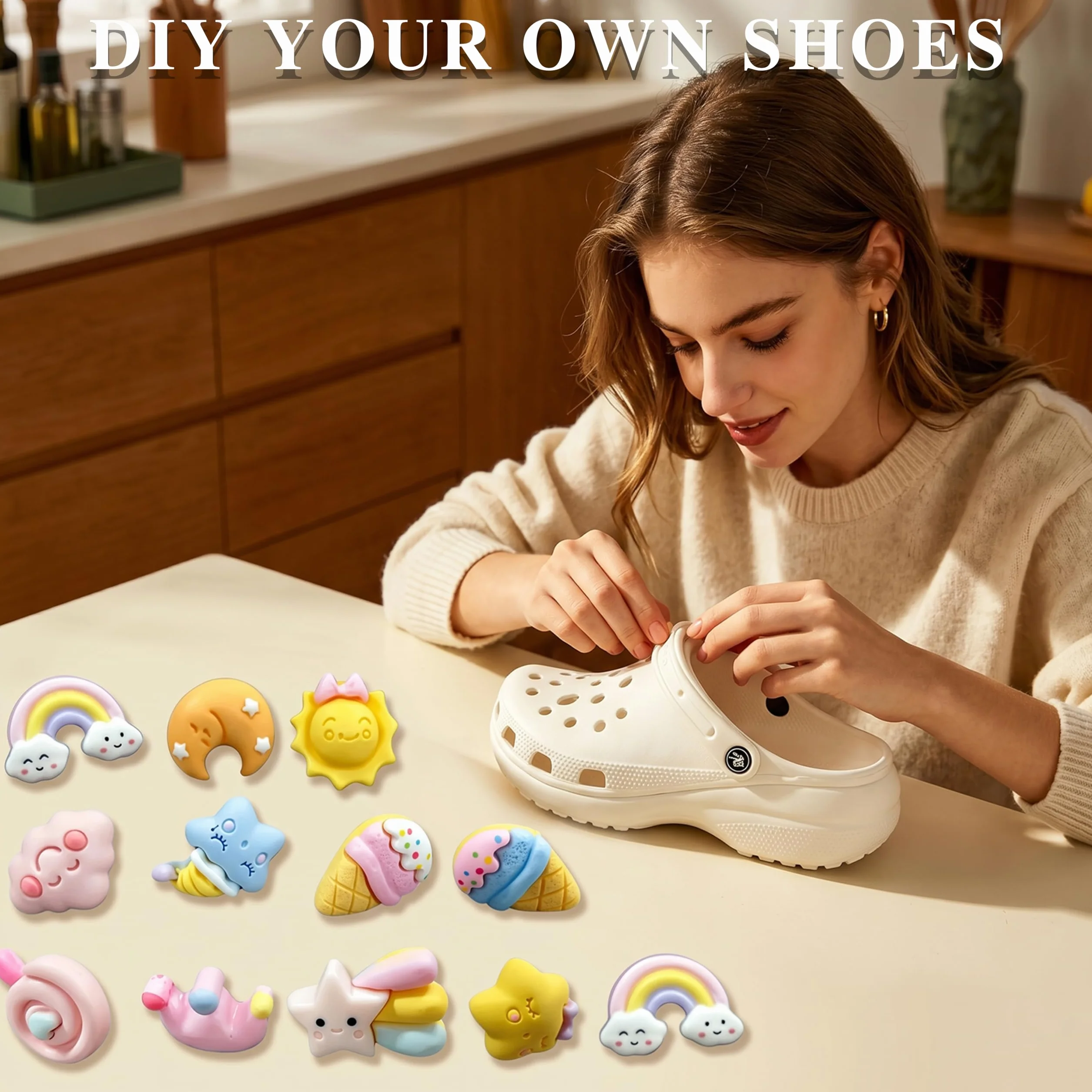 Juego de 12 piezas de charms de zapatos con purpurina, para de PVC, compatible con zuecos, sandalias, para niños, niñas, mujeres, juego de conectores para decoración individual de