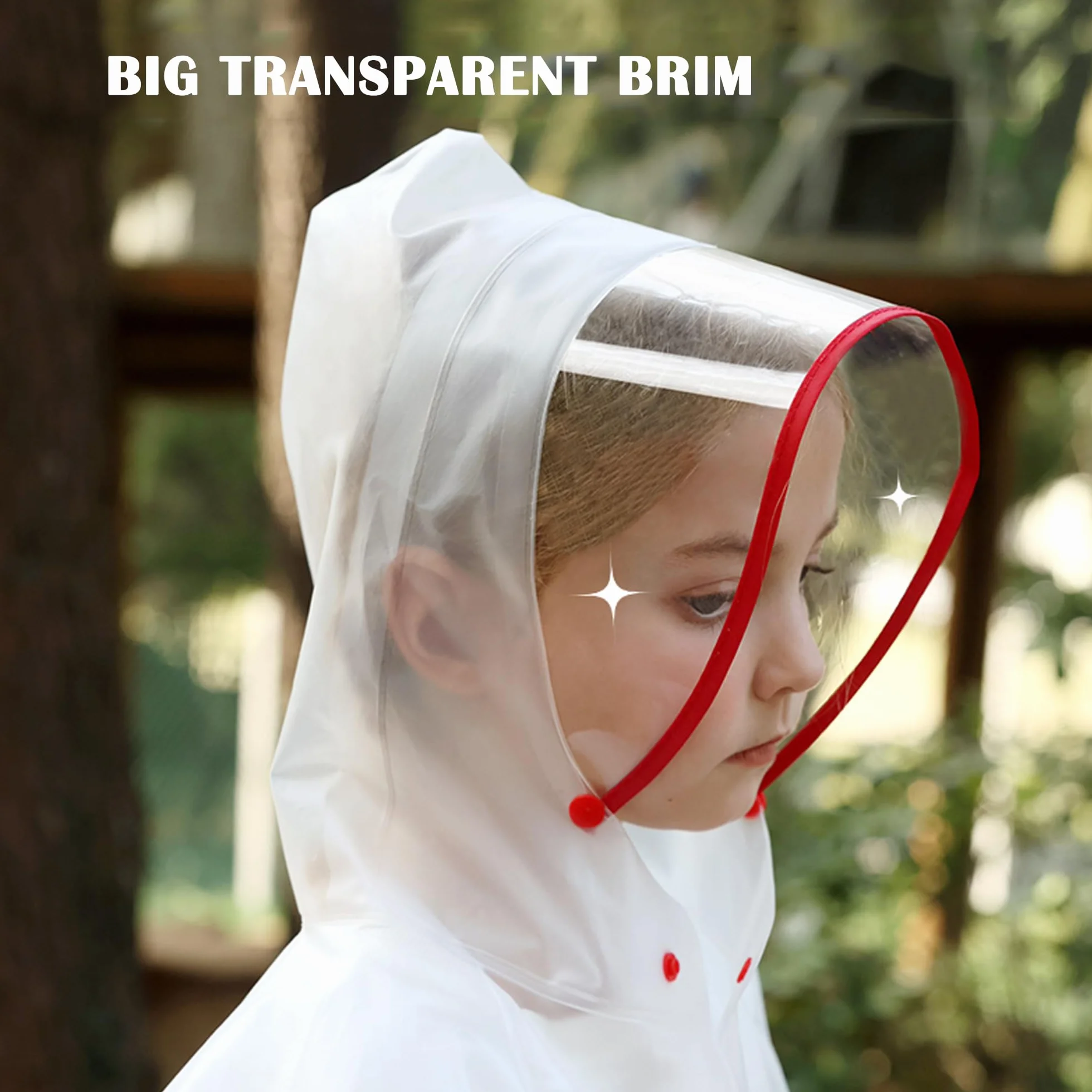 Fewlby Abrigos Impermeables Chubasquero para Niño Niña Poncho de Lluvia Transparente Chaqueta Impermeable con Capucha Infantiles Reutilizable Traje de Lluvia 6-16 Años