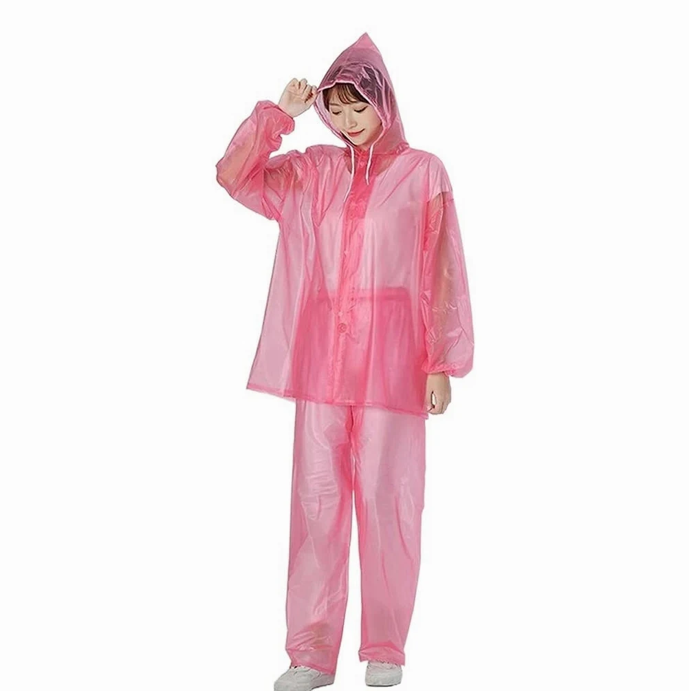 Chubasquero Para Bicicleta Chubasquero Dividido Transparente De 3 Uds, Traje De Lluvia Con Capucha De PVC Para Adultos, Para Ciclismo Al Aire Libre, Camping Impermeable Reutilizable