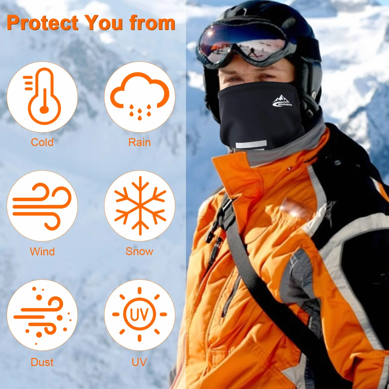 Braga Cuello Hombre Invierno Impermeable Bragas Moto Braga Termica Mujer Cuello Calentador de Cuello Elástica Polainas Polar Mascarilla Cuello para Deporte Esquí Ciclismo Correr Senderismo Caza