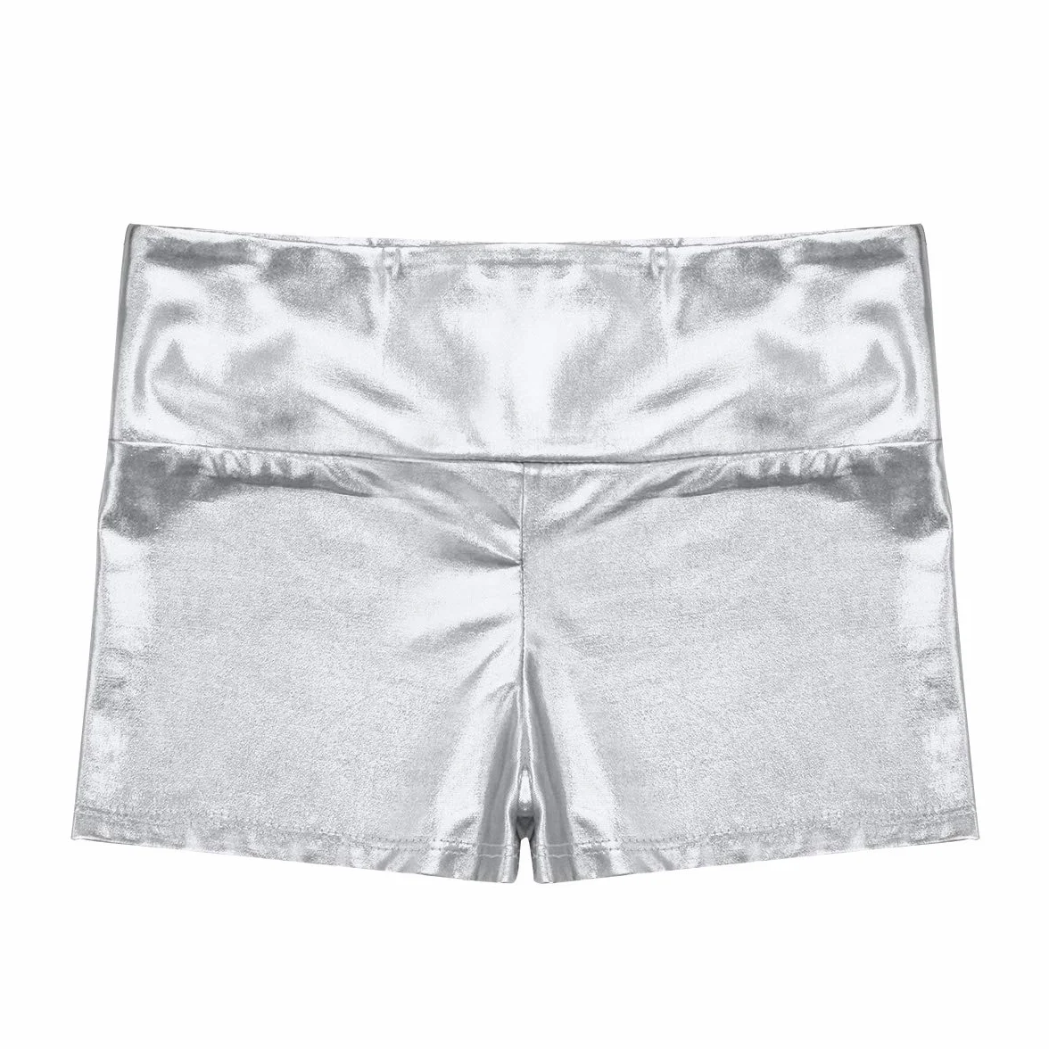 inhzoy Pantalones Cortos de Danza Yoga para Niña Shorts Deportivos de Gimnasia Fitness Charol Metálico Cintura Alta Ropa de Baile Moderno