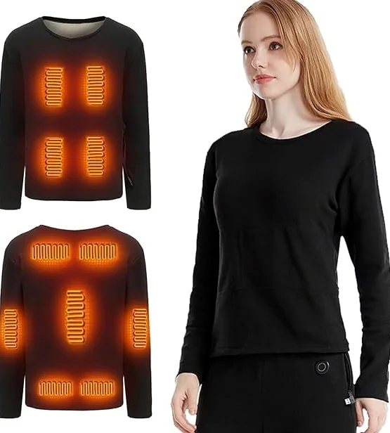 Conjunto de Ropa Interior térmica con calefacción para Mujer, Conjunto de Ropa Interior térmica eléctrica con calefacción por USB de 22 Zonas para Mujer para Interiores, Exteriores y Deportes