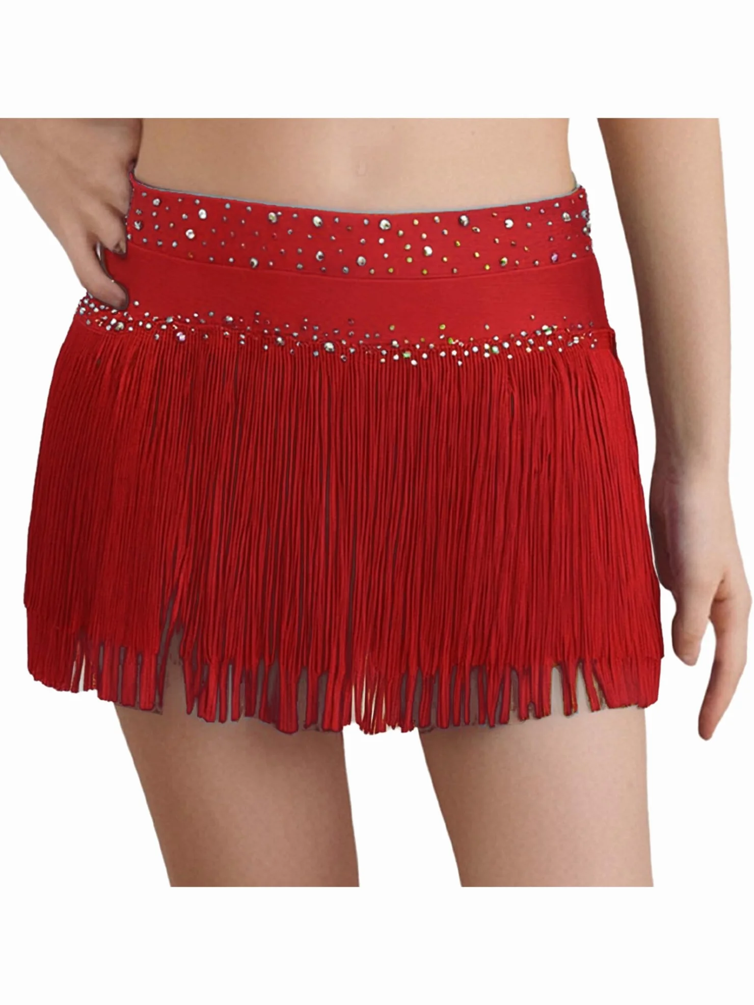 TiaoBug Falda De Baile De Tango De Salsa Latina con Flecos para Niñas Faldas De Cintura Elástica Falda Corta Brillante De Baile Jazz