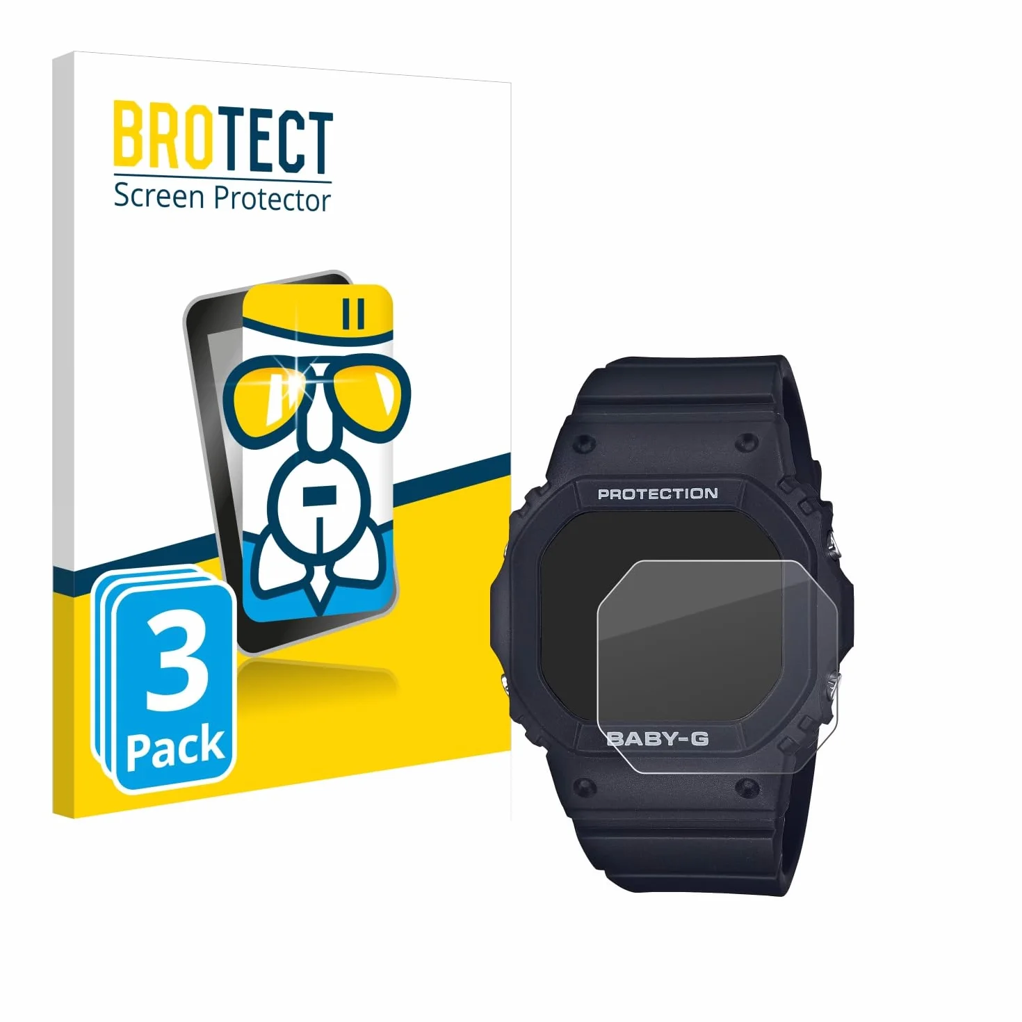 BROTECT Protector Pantalla Cristal para Casio Baby-G BGD-565 Protector Vidrio (3 Unidades) - [Dureza 9H, Anti-Arañazos]