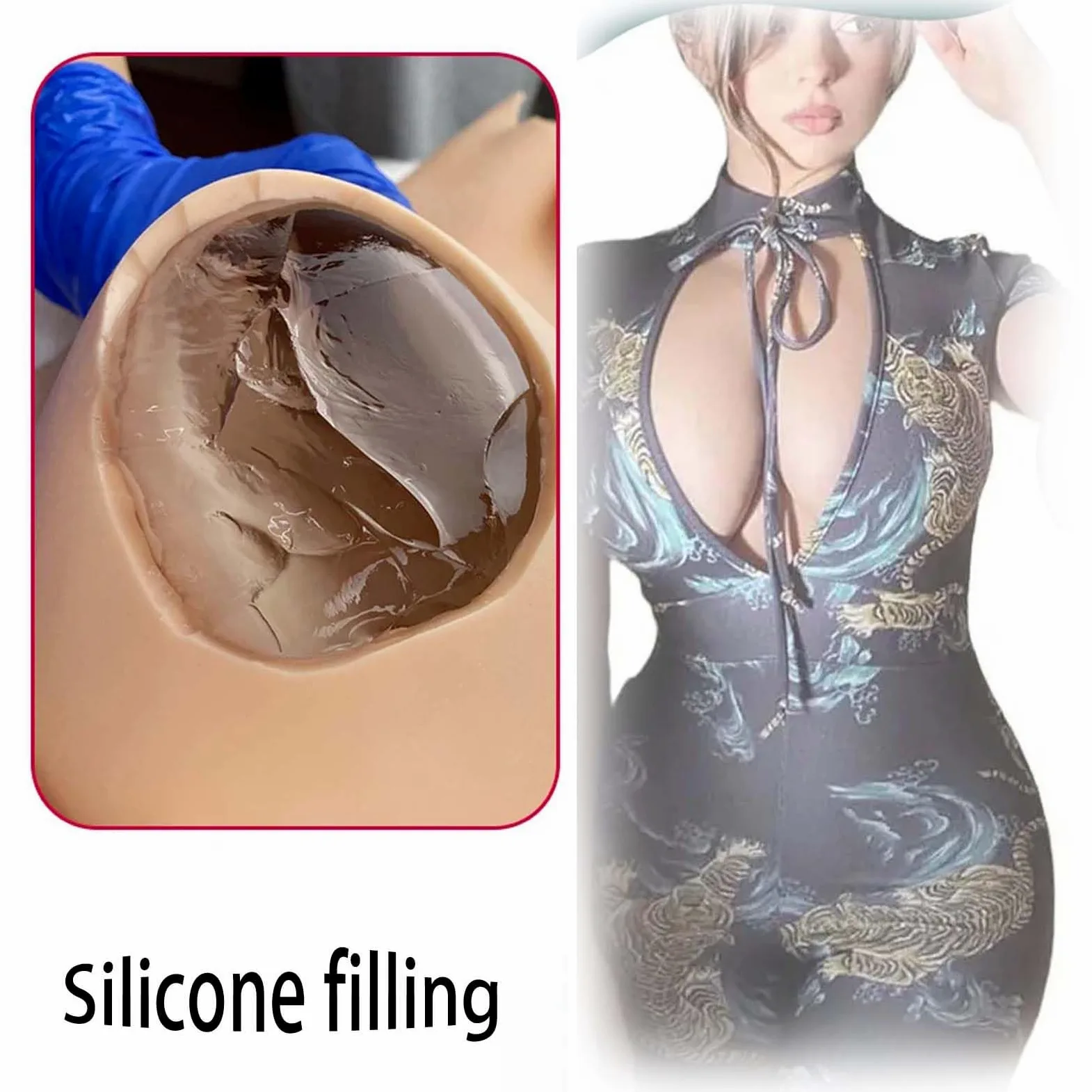 Adima Copa D - H En Forma De Pecho Sujetador Relleno De Silicona Cuello Redondo En Forma De Pecho Falso del Travesti