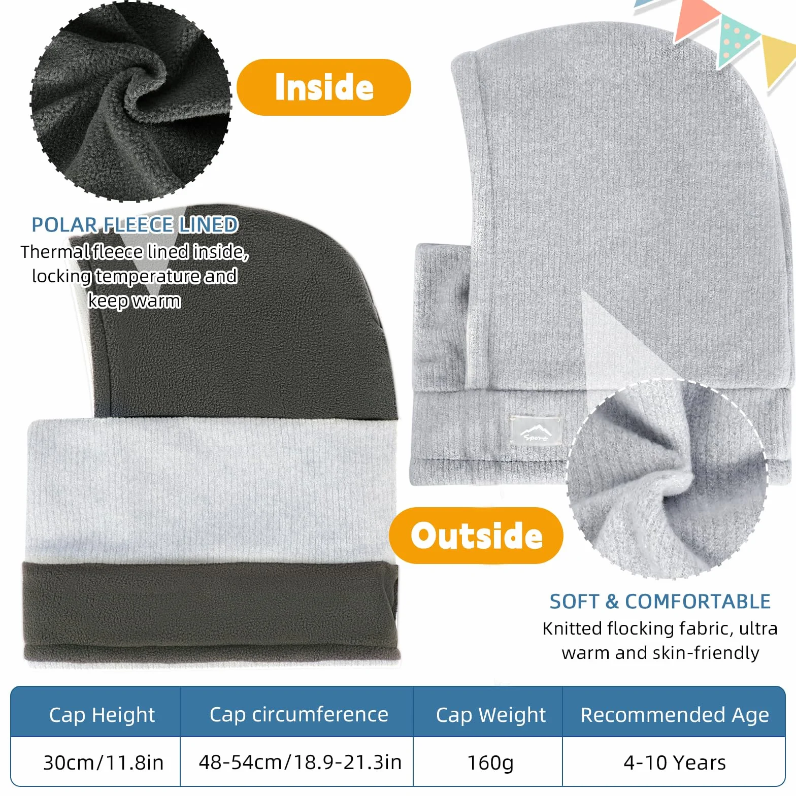 Pasamontañas Térmico de Invierno para Niños 4-10, Máscara de Esquí y Ciclismo, Forro Polar, Calentador de Cuello