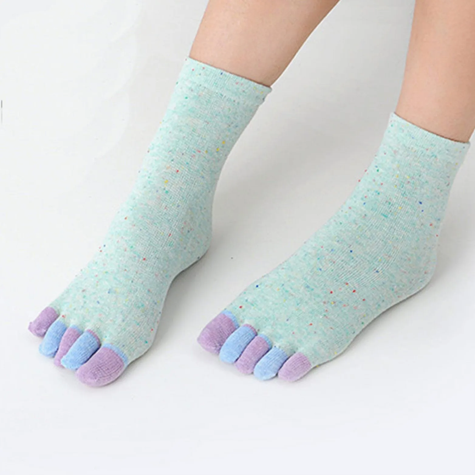MOGSA Calcetines para mujer, 5 unidades, para primavera, otoño, cinco dedos, calcetines de tubo de algodón, calcetines coloridos para mujer, calcetines de 5 dedos