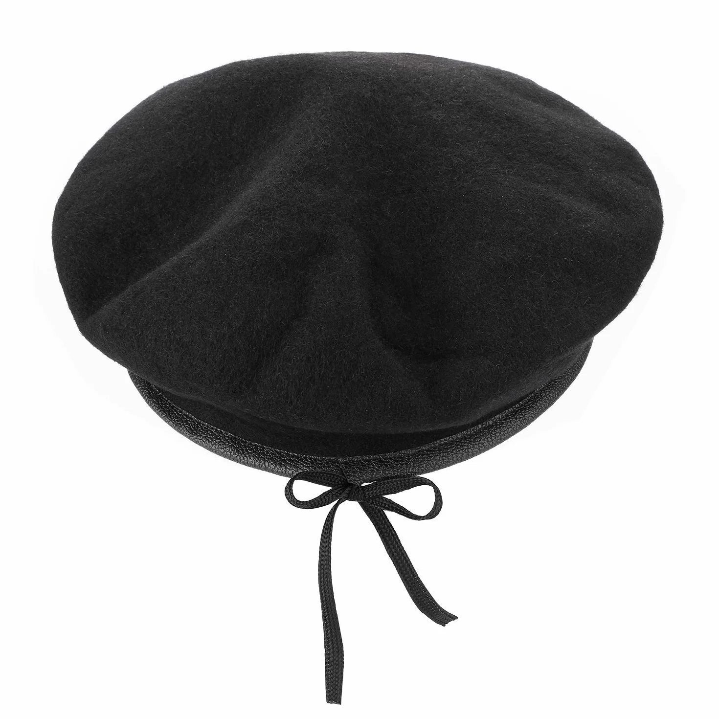 Boinas de Lana, para Mujer, Estilo Militar, Boinas Estilo Militar con Ribete de Cuero, Ajustable, Talla única