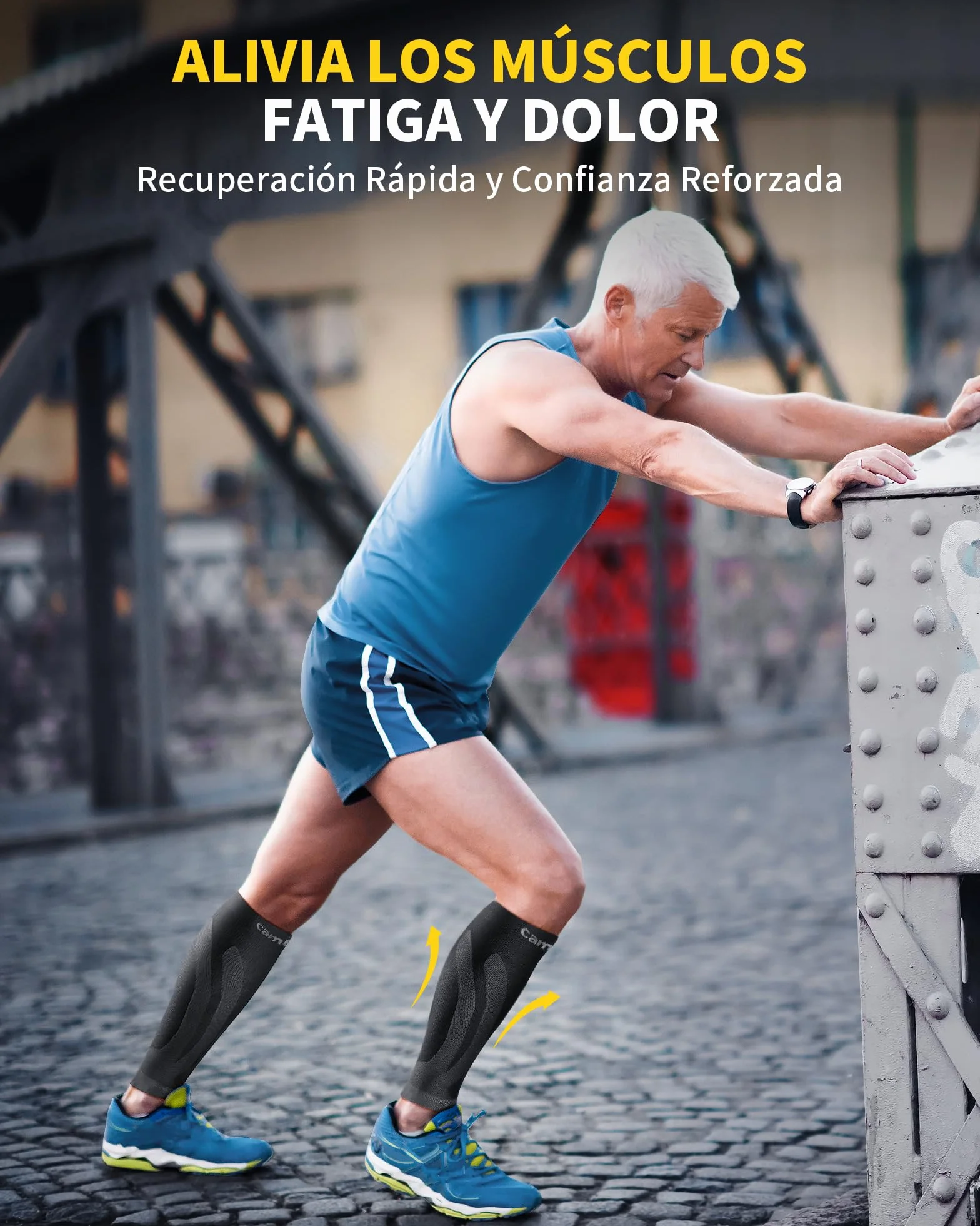 CAMBIVO Medias Compresivas 2 Pares, Calcetines Compresion Mujer Hombre, Mangas de Compresión para Deporte, Running, Ciclismo, Trabajo, Vuelo