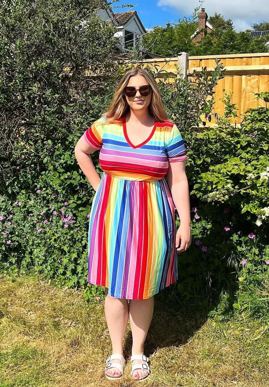 RITERA Vestidos de talla grande para mujer con curvas, vestido de verano de manga corta, cuello en V, cintura alta, vestido casual de retazos, XL-5XL