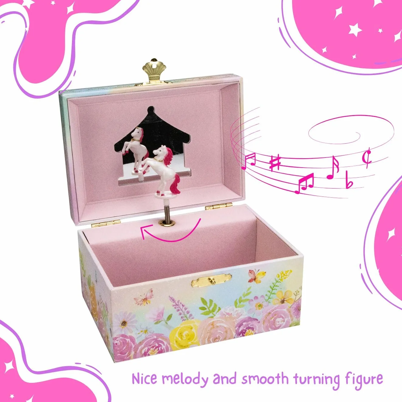 GICO Joyero Unicornio Infantil con Música y Espejo, 15x13x9 cm