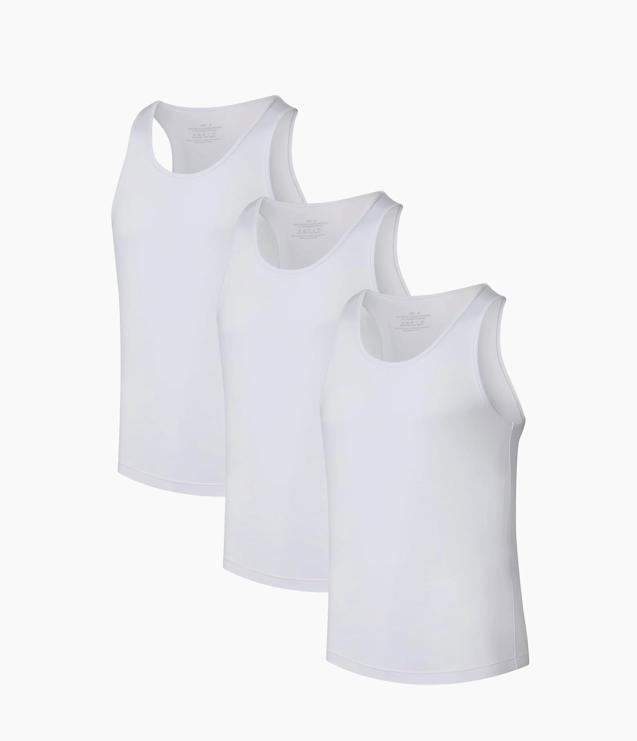 COLORFULLEAF Pack de 3 camisetas interiores para hombre, transpirables, clásicas, acanaladas finas de bambú, corte ajustado