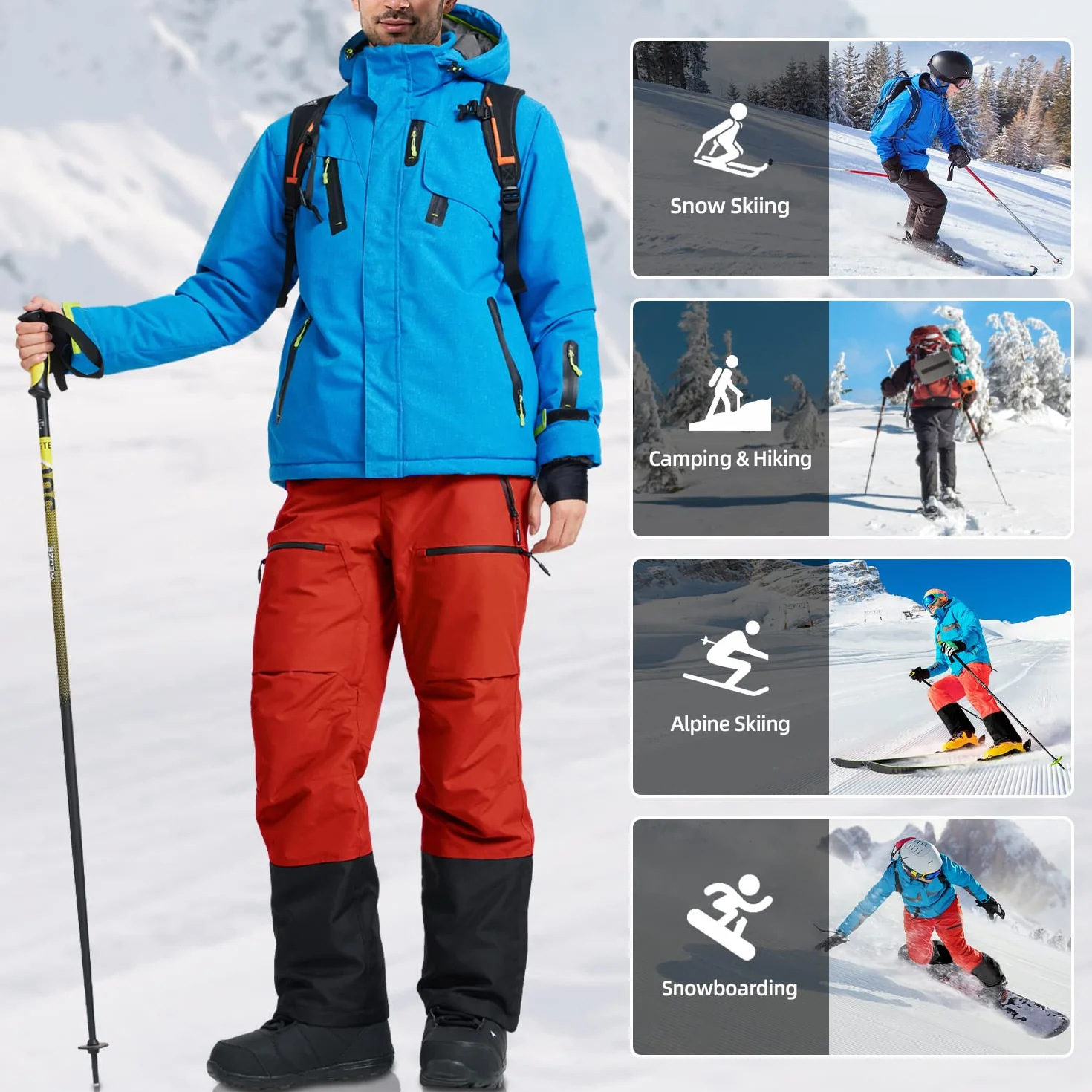 Pioneer Camp Pantalones de esquí para Hombre Snowboard con Bolsillos