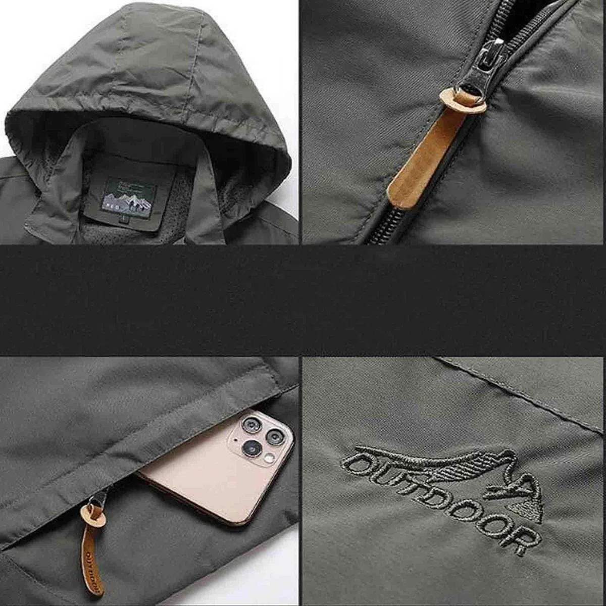 Generisch Chubasquero para hombre, chaqueta impermeable para exteriores, sudadera para hombre, con capucha, ropa deportiva, chaqueta deportiva de un solo color, chaqueta de entretiempo, sudadera de