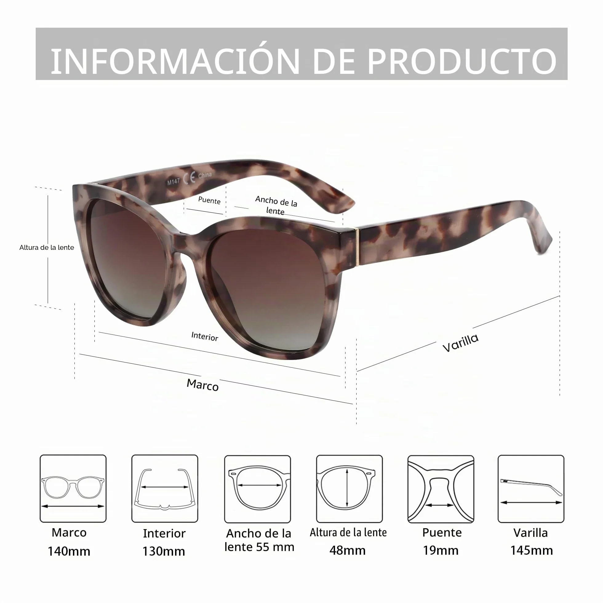ZENOTTIC Gafas de sol polarizadas para mujer protección UV400 estilo retro