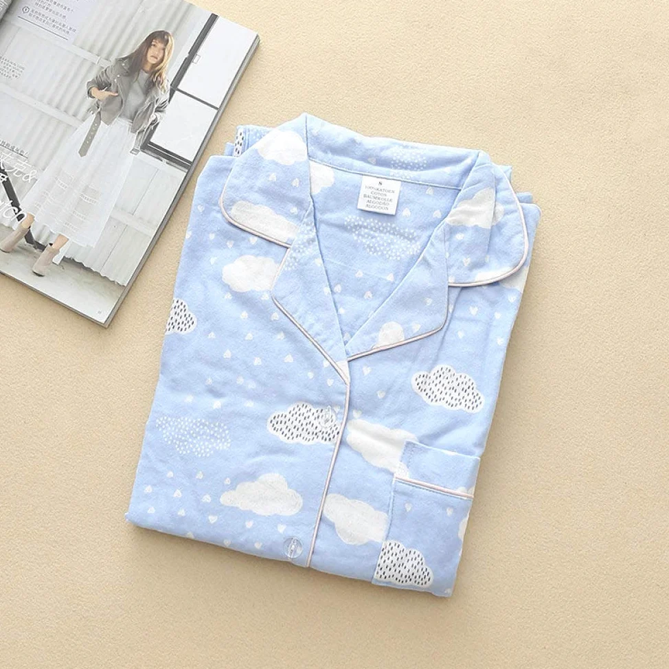 Conjunto De Pijamas De Mujer,Conjunto De Pijamas Suaves Con Estampado De Nubes Tejidas Conjuntos De Salón Con Botones Y Bolsillos En La Parte Superior Y Pantalones Pjs Set Ropa De Dormir De Manga La