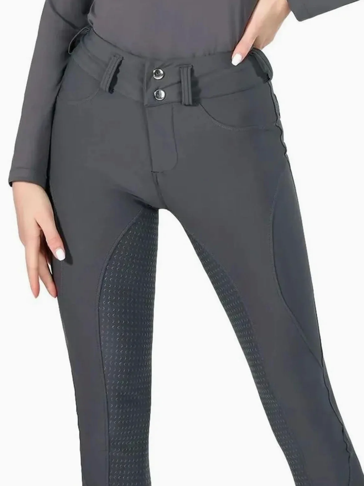Pantalones de equitación Pantalones de equitación con Cremallera y Botones for Mujer, Mallas ecuestres, Mallas Deportivas de competición(Black,M)