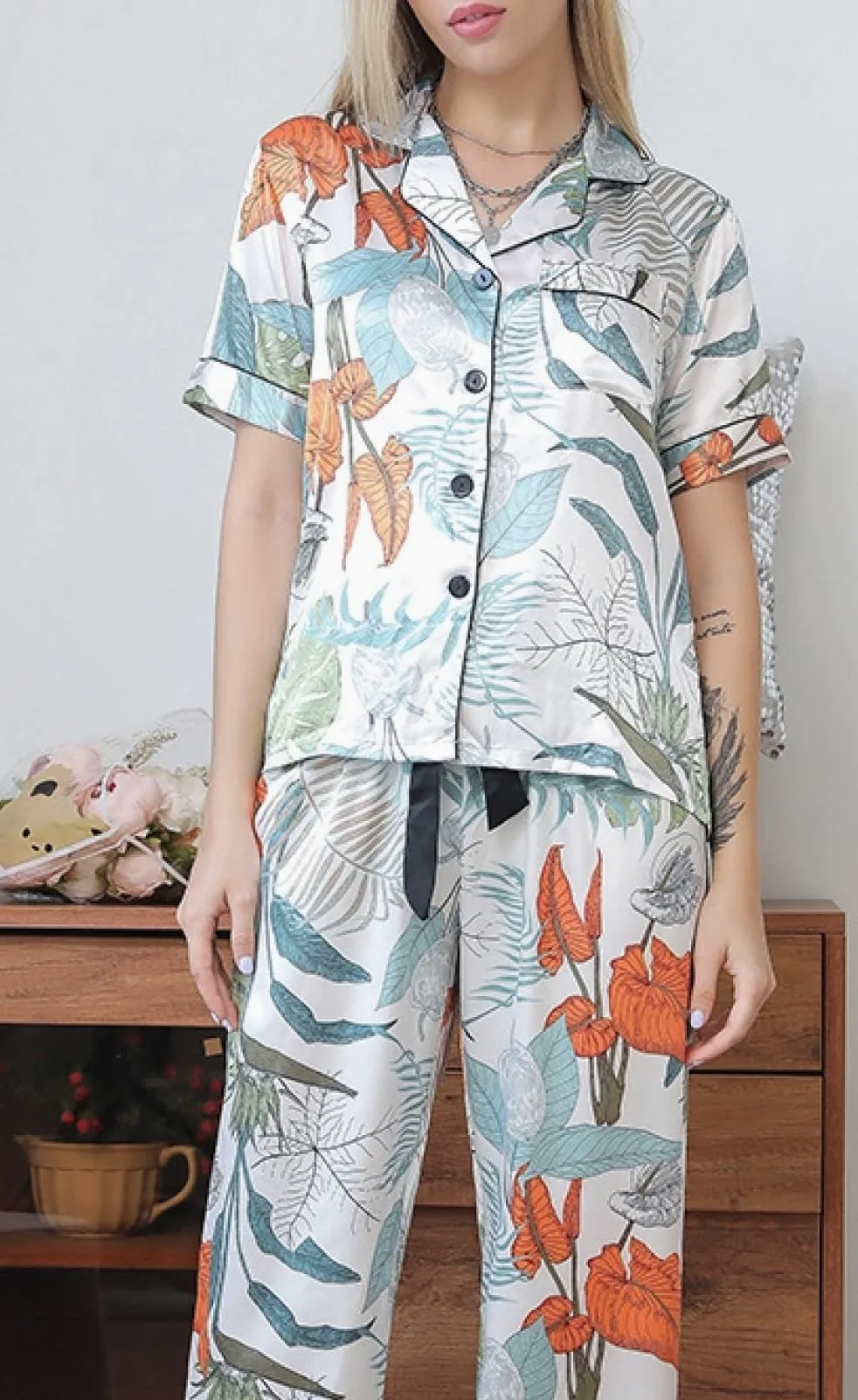 Pijama De Mujer Manga Corta,Pijama De Verano Con Estampado De Gato Rosa Y Cuello Redondo Para Mujer, Conjunto De 2 Piezas, Pijama Suave A La Moda, Ropa De Salón, Regalo Del Día De La Madre Para Es