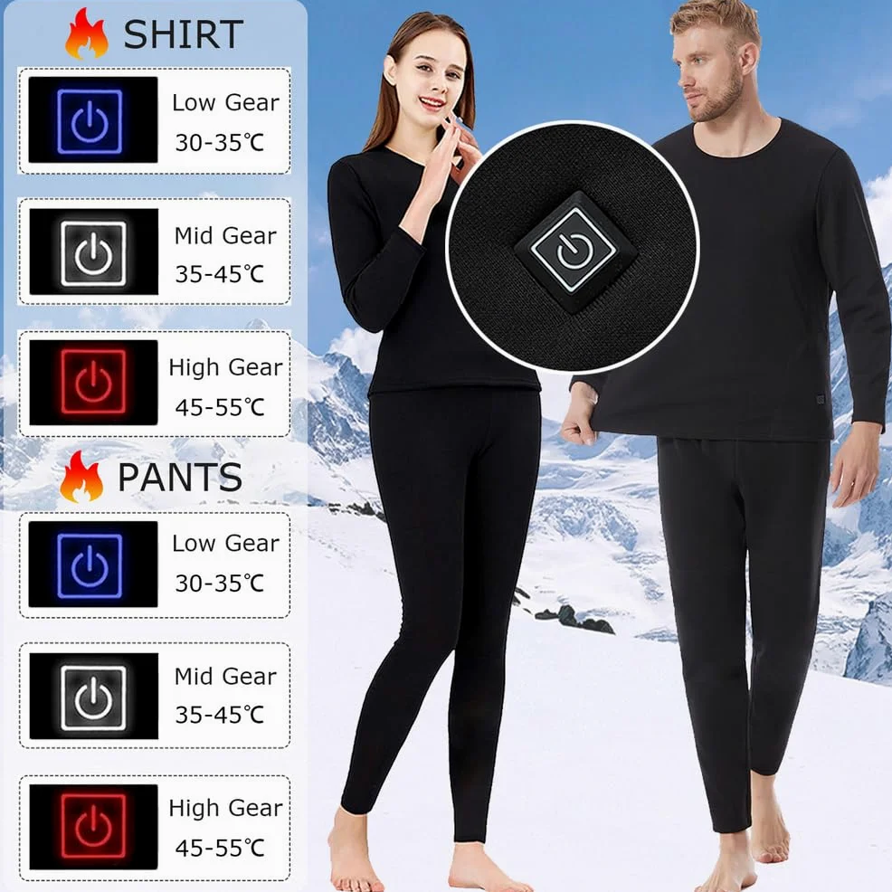 Conjunto Térmico Completo De Camiseta Y Pantalón Largo con 52 Zonas De Calefacción para Exteriores En Climas Fríos.
