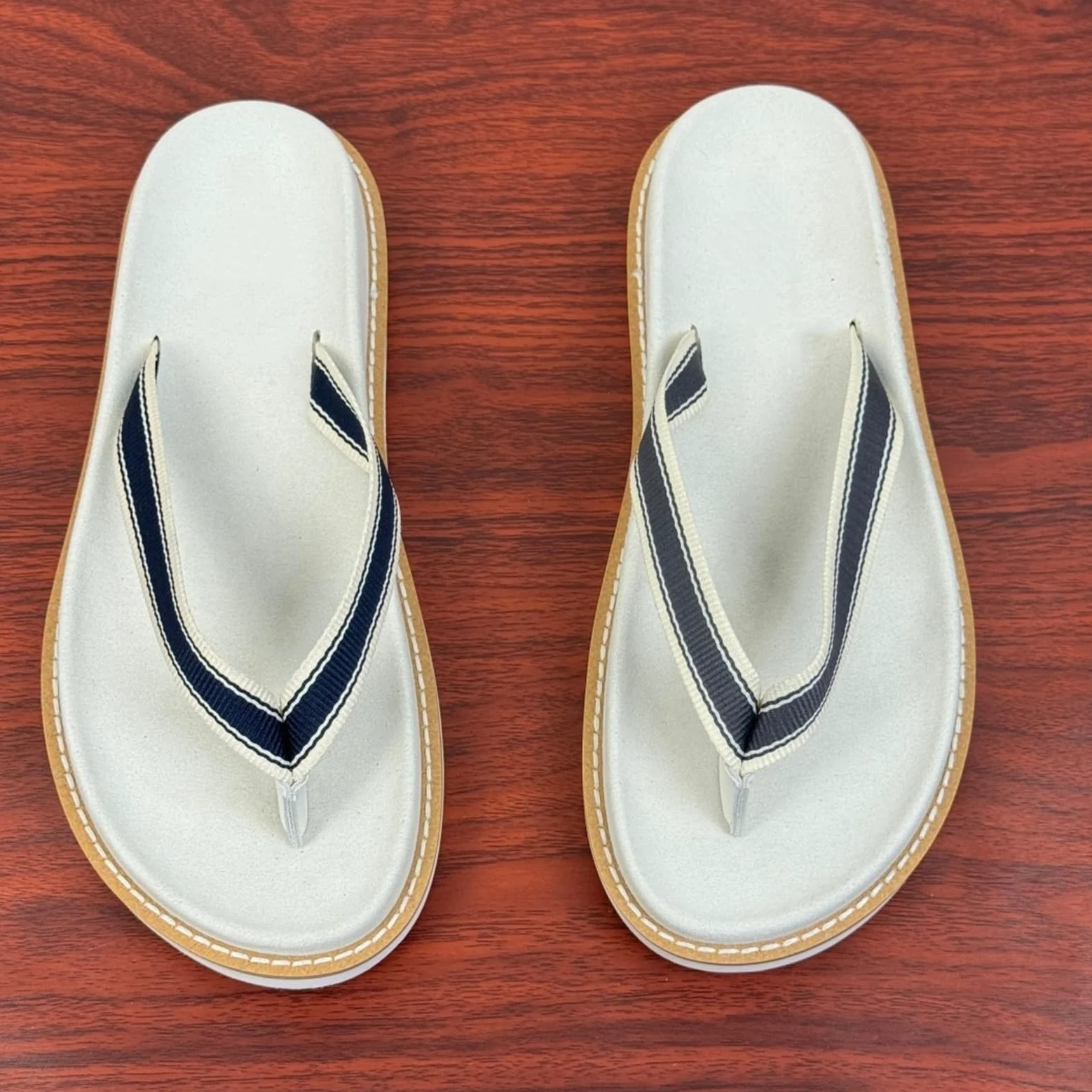 Slides Unisex Poliéster Ante Cruz Correa Chanclas, Plataforma Cosida Tanga Sandalias para Hombres Desgaste Al Aire Libre Diario Casual-blue-38