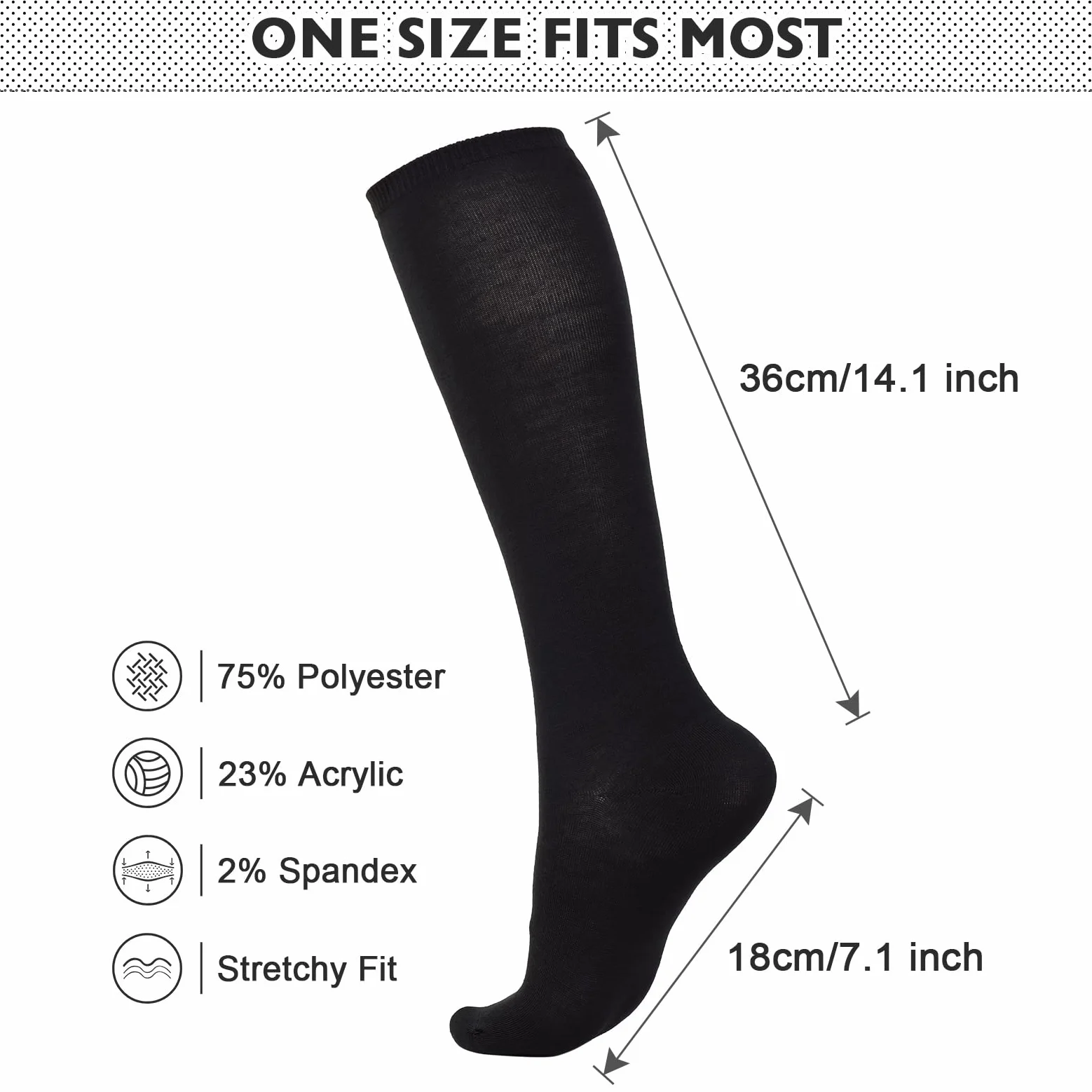 Calcetines altos hasta la rodilla para mujer, calcetines largos atléticos delgados de muslo alto, calcetines deportivos al aire libre, calcetines de tubo casuales, Paquete de 3 Negro, Talla única