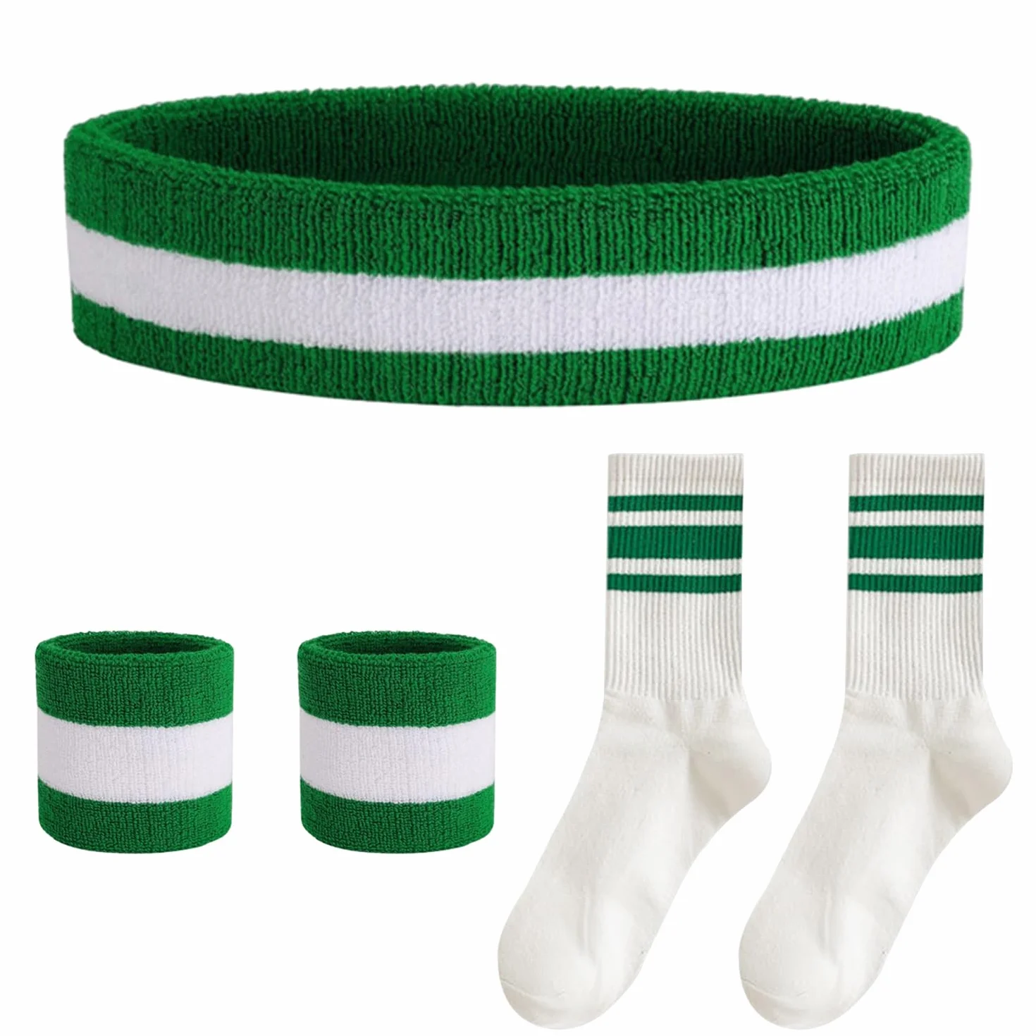 Juego de 3 bandas para el sudor con 1 par de calcetines, pulseras de rizo de baloncesto
