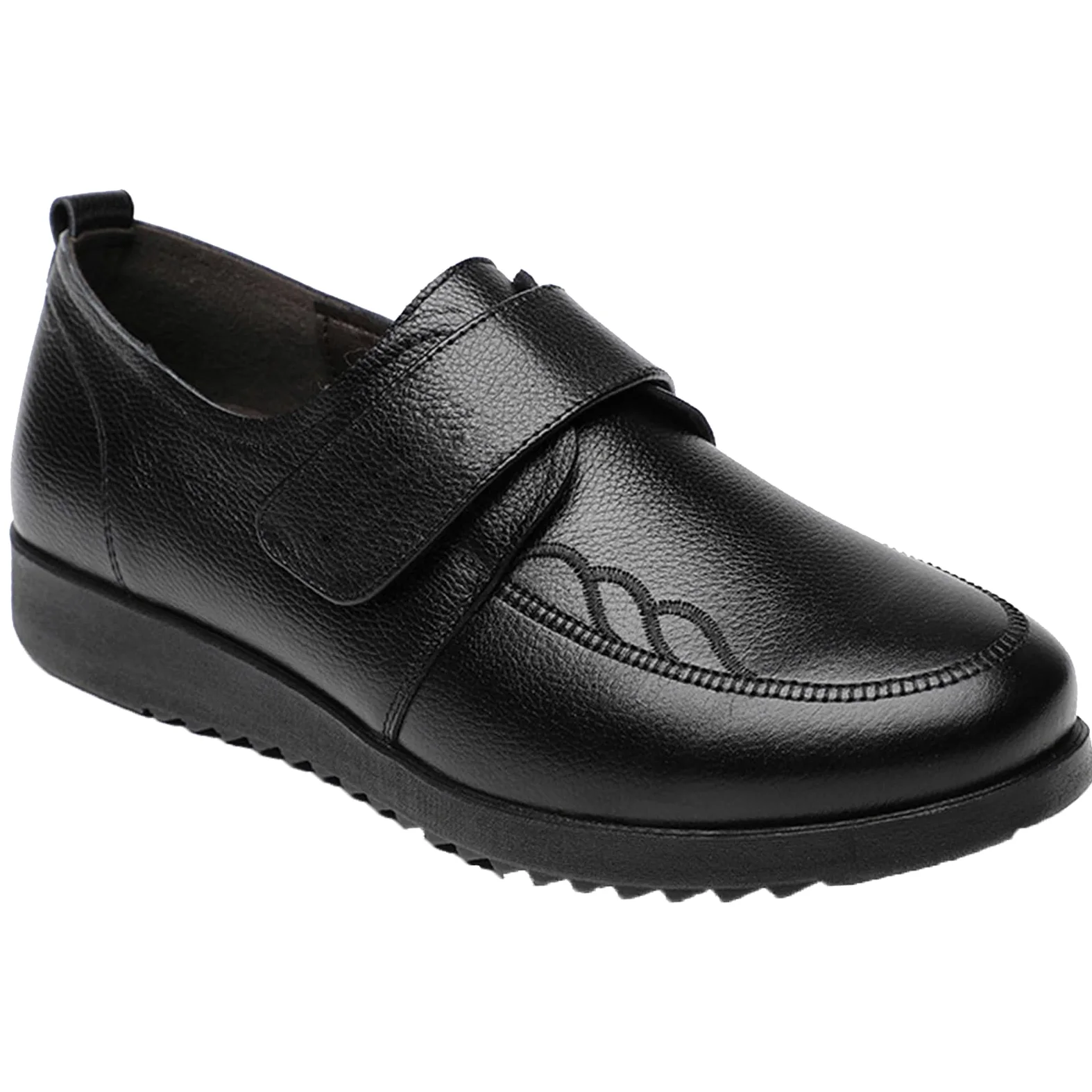 AEHO Zapatos Ancho Especial Mujer Cuero PU Air Cushion Slip On Walking Shoes Zapatillas ortopédicas para Mujer sin Cordones ortopédicos con colchón de Aire,Negro,41/255mm
