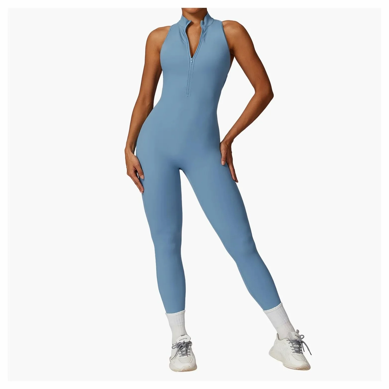Body de Yoga con Cremallera de Secado rápido Color Piel, Mallas Deportivas for Entrenamiento de Intensidad