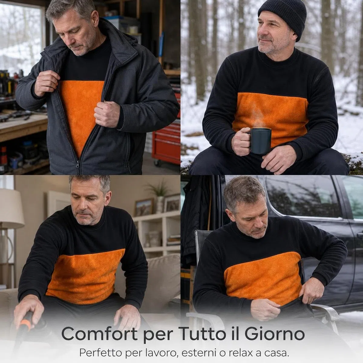 Vestuario Termico para Hombre con Interior y Diseno Cuello Redondo para Mantener el Corporal Acuado para Estar en Casa