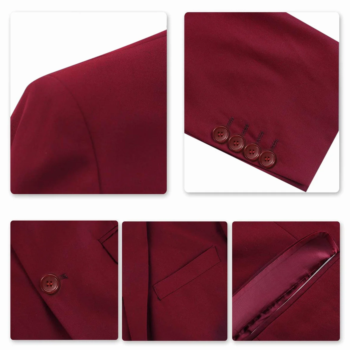 Traje de 3 piezas para hombre Allthemen, ajustado, dos botones, para la oficina
