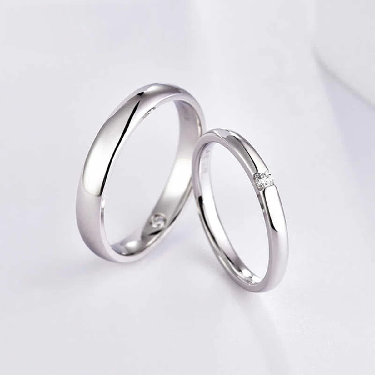 Anillo de compromiso de oro 375, anillo Promise para hombre con diamante blanco de 0,02 quilates, plata de ley de 9 quilates, oro blanco de 9 quilates, talla 52 (16,6)