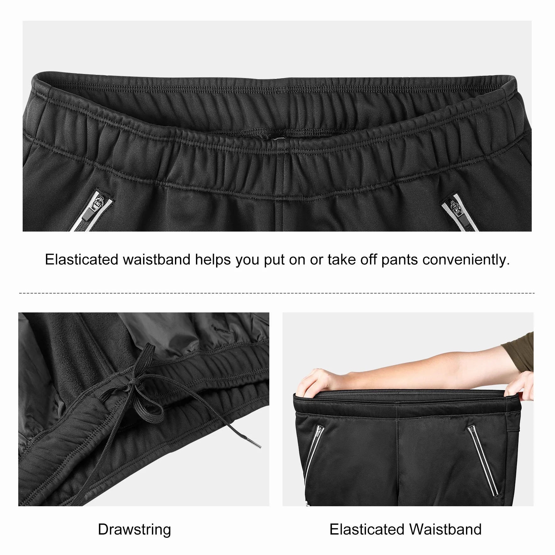 LAMEDA Pantalones Largos Hombre Invierno Cortavientos Térmicos Elásticos Forro Polar Ciclismo Repele Agua