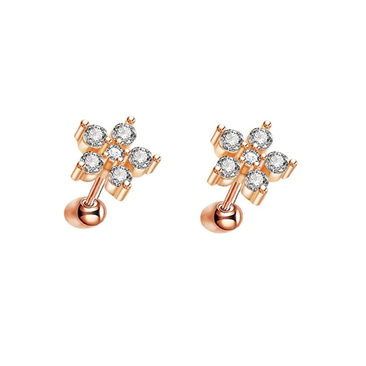 Pendientes de oro real 750, para mujer, diseño de flor con moissanita, pendientes de boda para mujer, oro amarillo