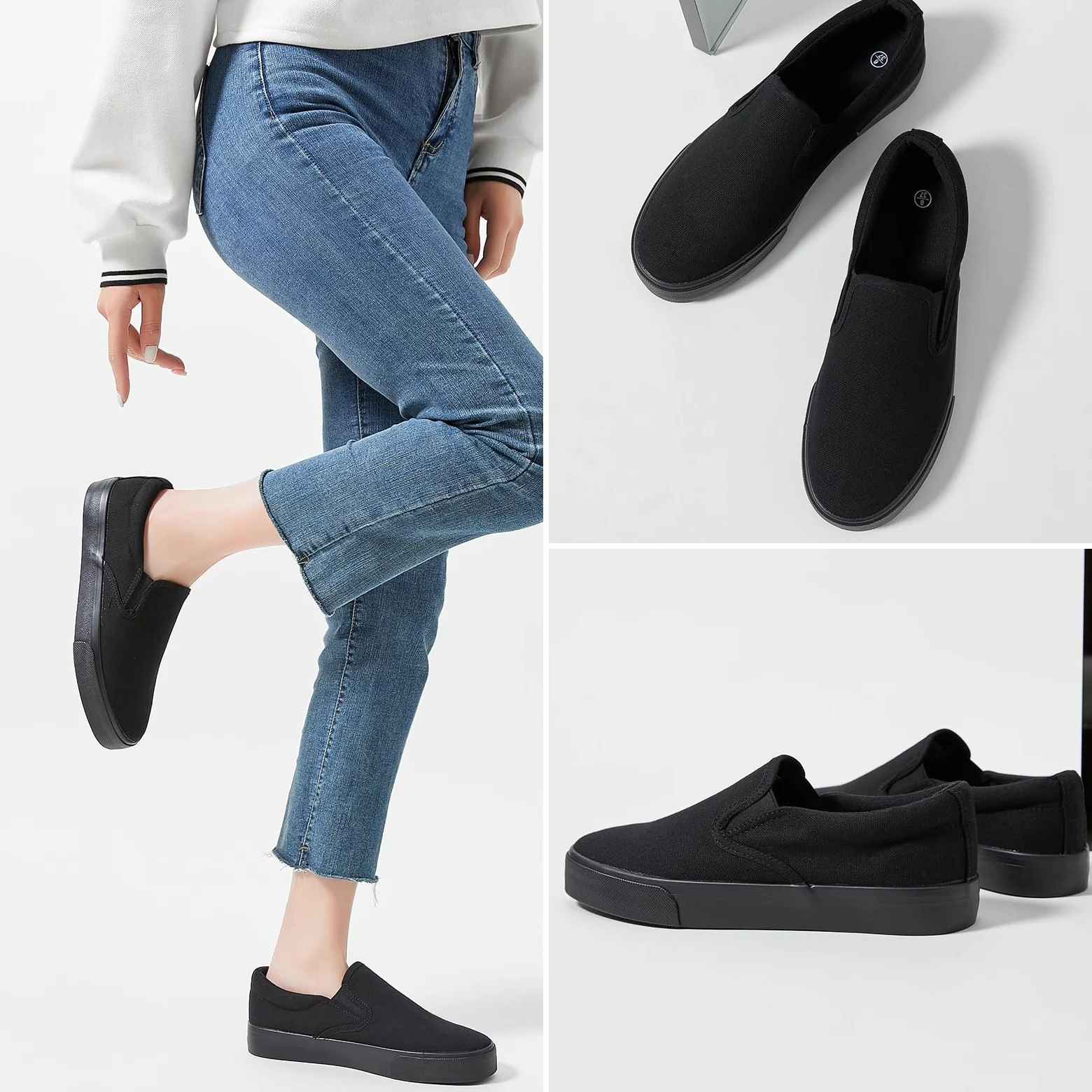 Zapatos deportivos de lona para mujer, mocasines, antideslizantes, de caña baja, zapatos casuales | Tenis de caña baja antideslizante para caminar, transpirables, informales, cómodos, a la moda