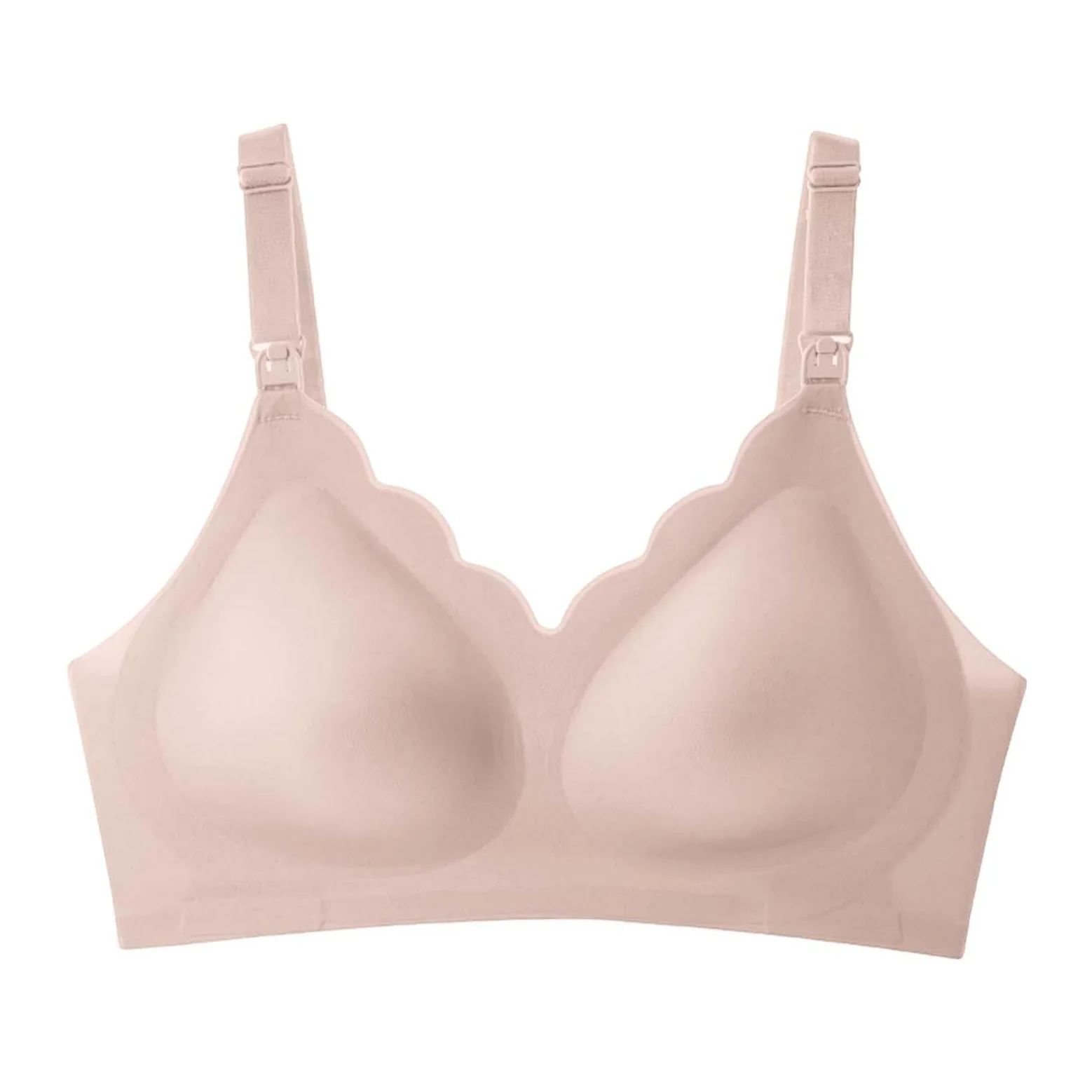 Sujetador De Lactancia Ondulado for Mujer Soporte Maternidad Sin Costuras Bralette Inalámbrico for Dormir Durante El Embarazo, Rosa Claro, L
