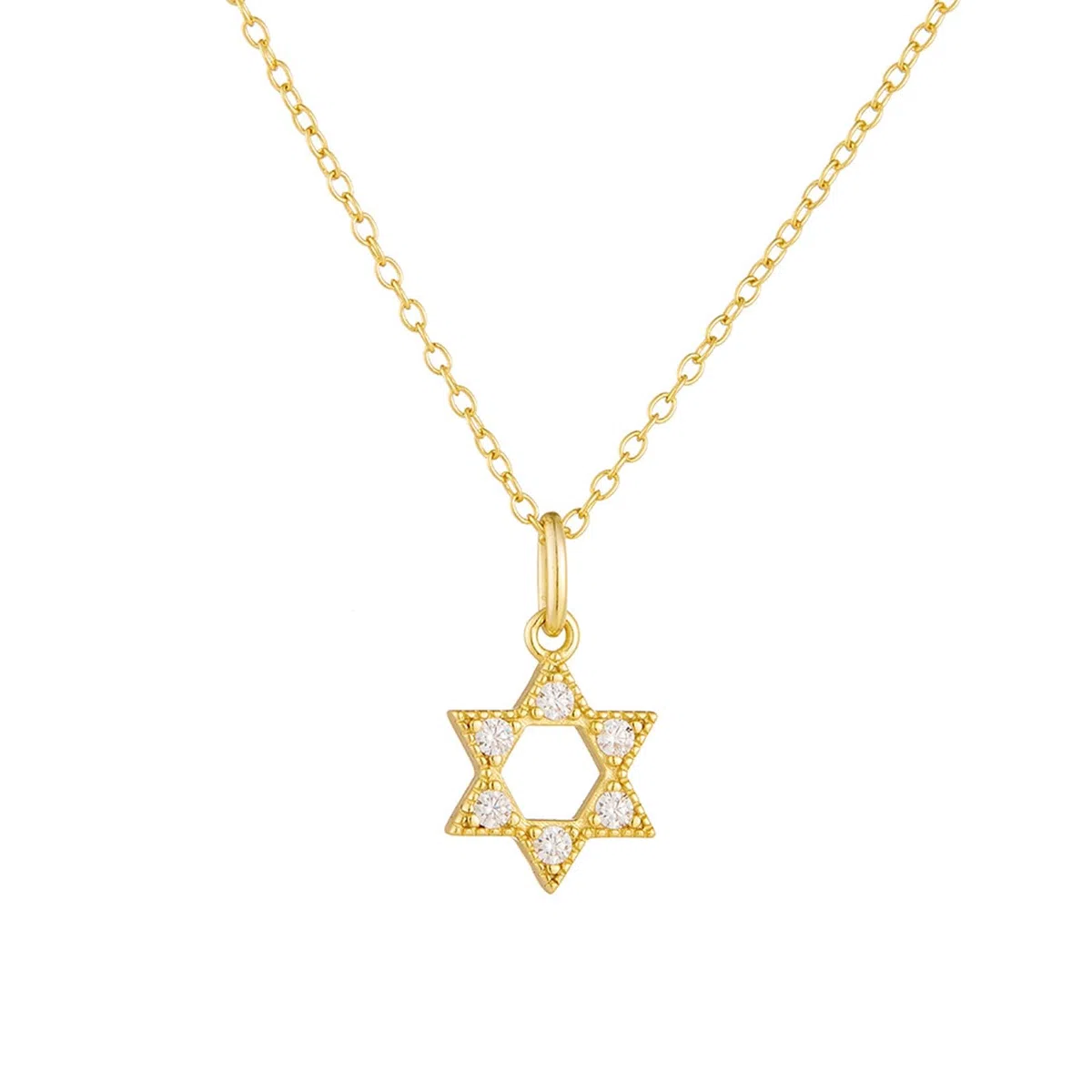 Collar de oro de 18 quilates para mujer, oro amarillo de 9 quilates, 14 quilates, 18 quilates, 9,6 x 11 mm, collar con colgante de estrella con diamante creado en laboratorio, cadena Rolo: 40 +