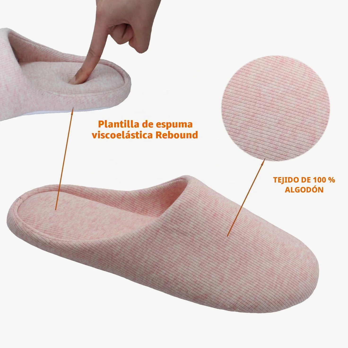 ofoot Zapatillas Mujer Casa Algodon Espuma Con Memoria, Pantuflas Estar Lavable Interior Antideslizante