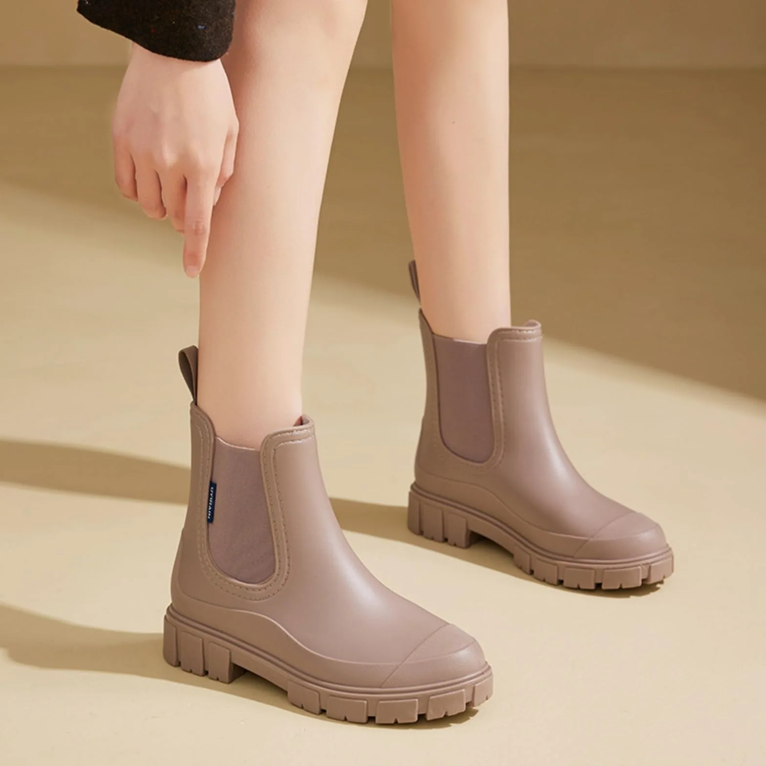 Botas de goma para mujer, cortas, impermeables, botas de lluvia Chelsea, botines antideslizantes para jardín, botas de lluvia