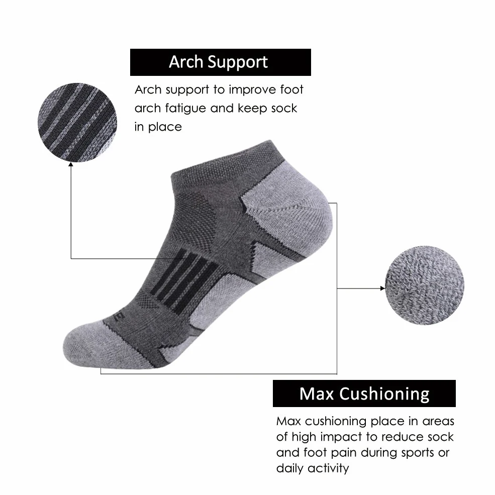 JOYNÉE Calcetines deportivos para correr para hombre, 6 unidades, acolchados, de corte bajo, Grey 1(6 Pares), Shoe Size: 6-12