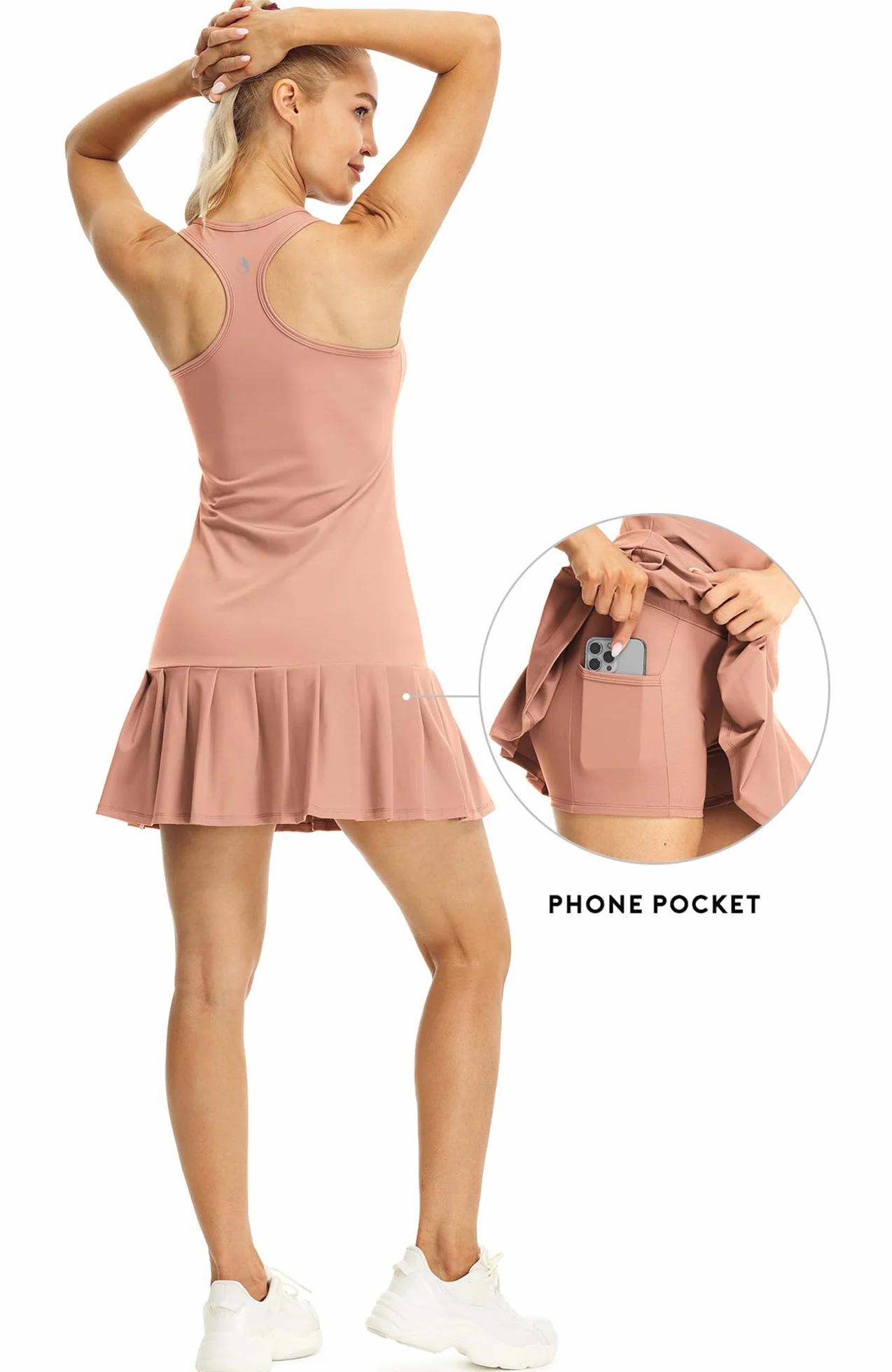 icyzone Vestido de Tenis para Mujer con Pantalones Cortos Racerback Deporte Golf