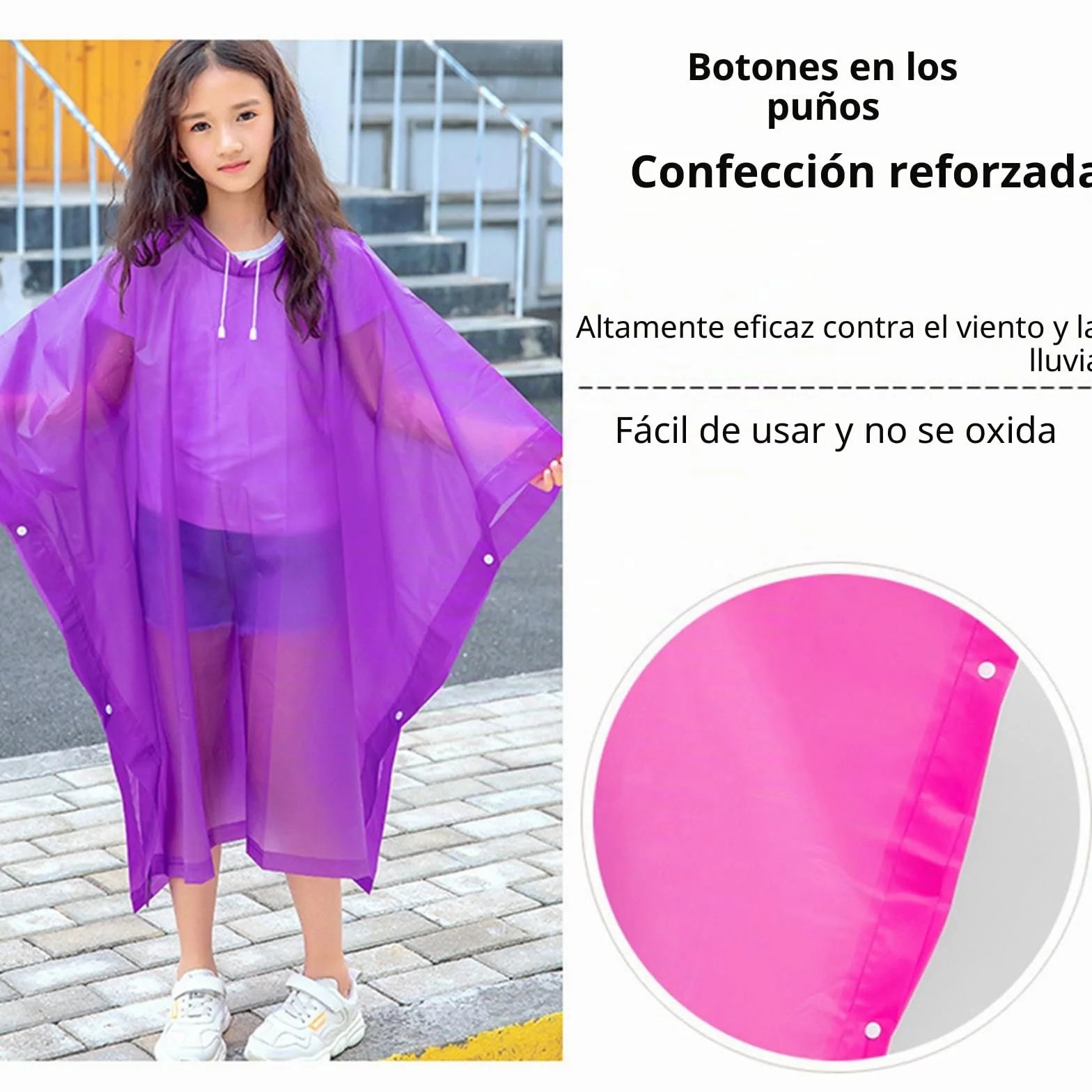 flintronic Poncho De Lluvia Para Niños, Poncho Impermeable Suficiente Espacio Mochilas Niños Niñas, Ligero Reutilizable, Eva Chubasquero Con Capucha Y Botones Para Escuela Senderismo Ciclismo Viajes