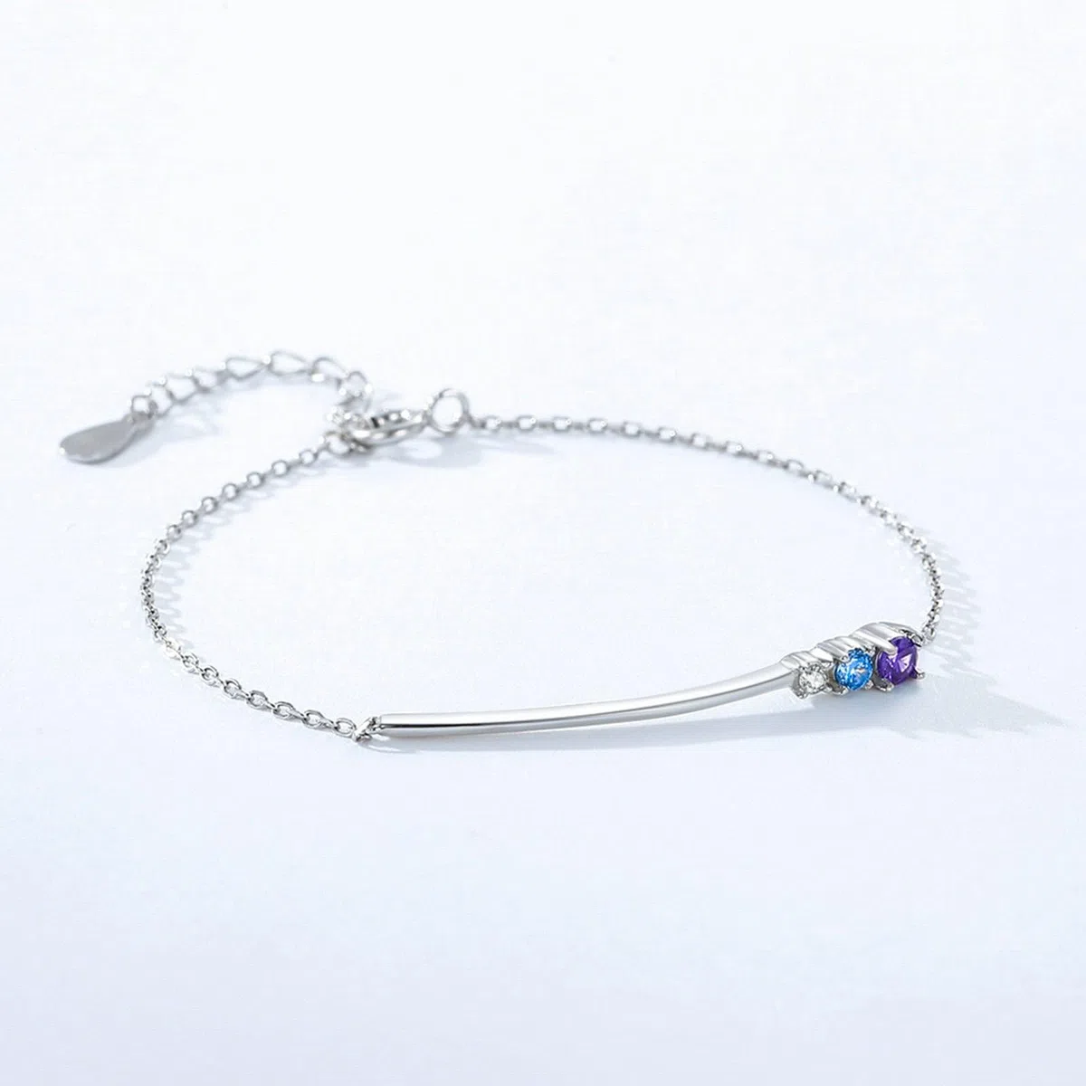 KnSam Pulsera de oro blanco Au 375/585/750 con colgante de oro real, pulsera clásica para mujer con amatista lila, brazalete topacio de 9 K/14 K/18 K oro blanco