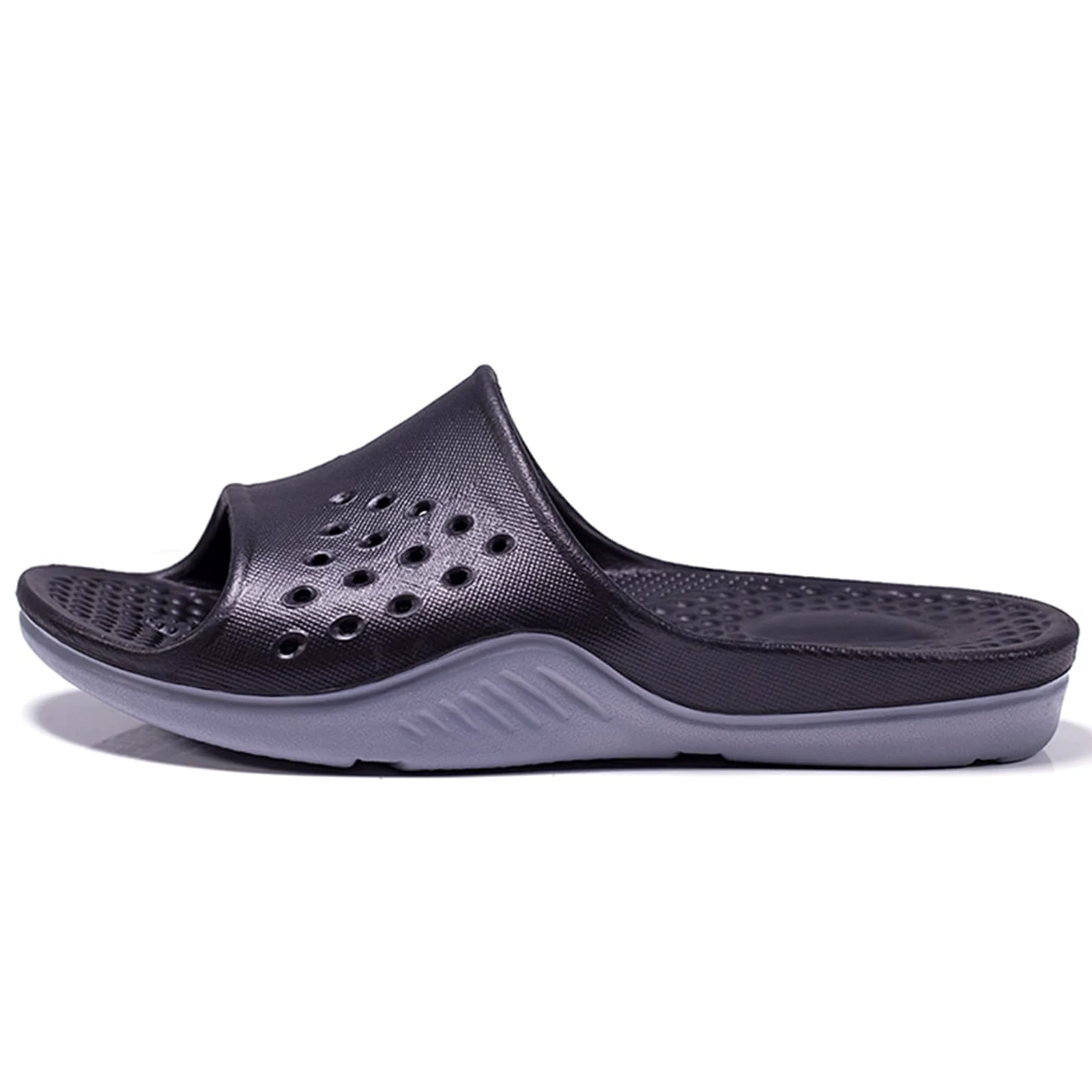 Slides Unisex Sandalias De Deslizamiento Eva Transpirables Perforadas, Zapatillas Antideslizantes Cojín Grueso Dos Tonos para La Piscina del Baño Y El Uso Diario-gray-40