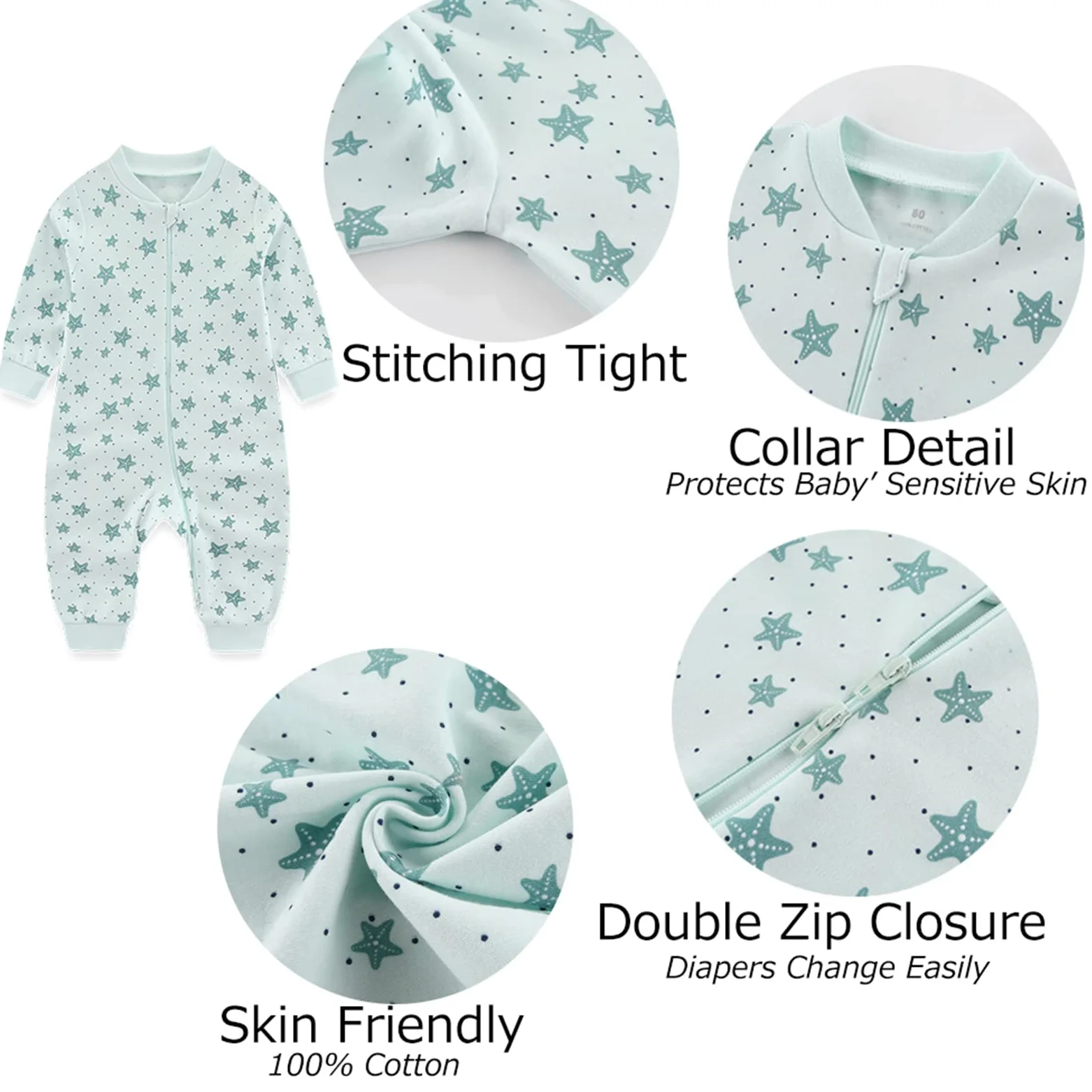 MAMIMAKA Baby Pajamas Mameluco para bebé Bebé-Niños (Pack de 3)