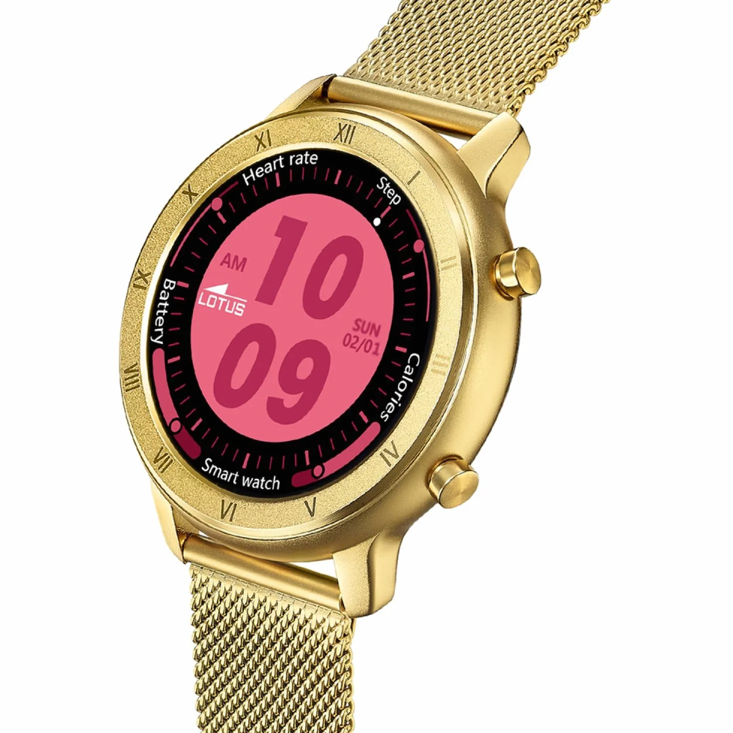 LOTUS Reloj Inteligente Mujer - Smartwatch de Acero Inoxidable Dorado - Resistente al Agua IP65 - Control Música, Cuenta Pasos y Calorías, Teléfono, Deportes, Frecuencia Cardíaca, 50038/1