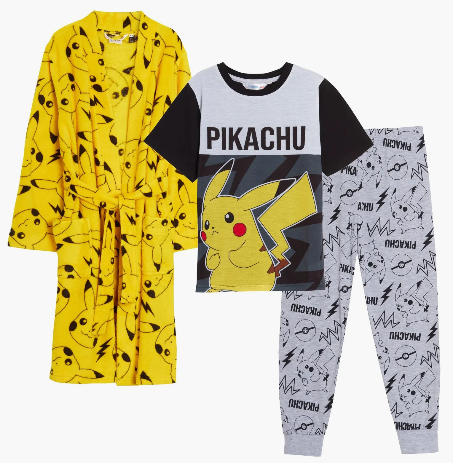 Pijama de Pokemon para niños + bata de baño para niños Pikachu a juego conjunto de pijama + bata